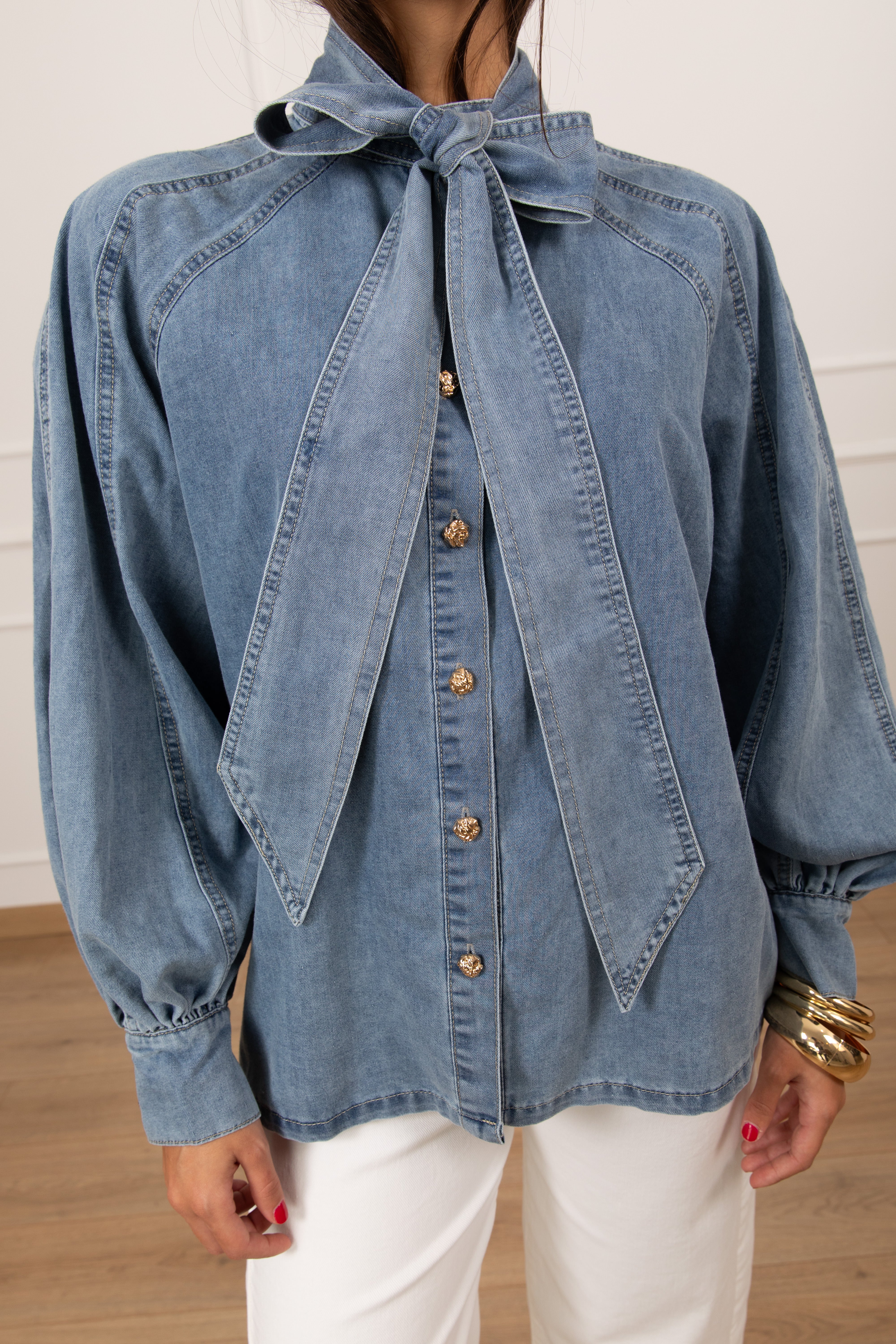 PRE ORDER 16/03 Camicia in jeans con fiocco Susy Mix