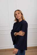 T-shirt manica lunga con spallina imbottita variante blu ViCOLO