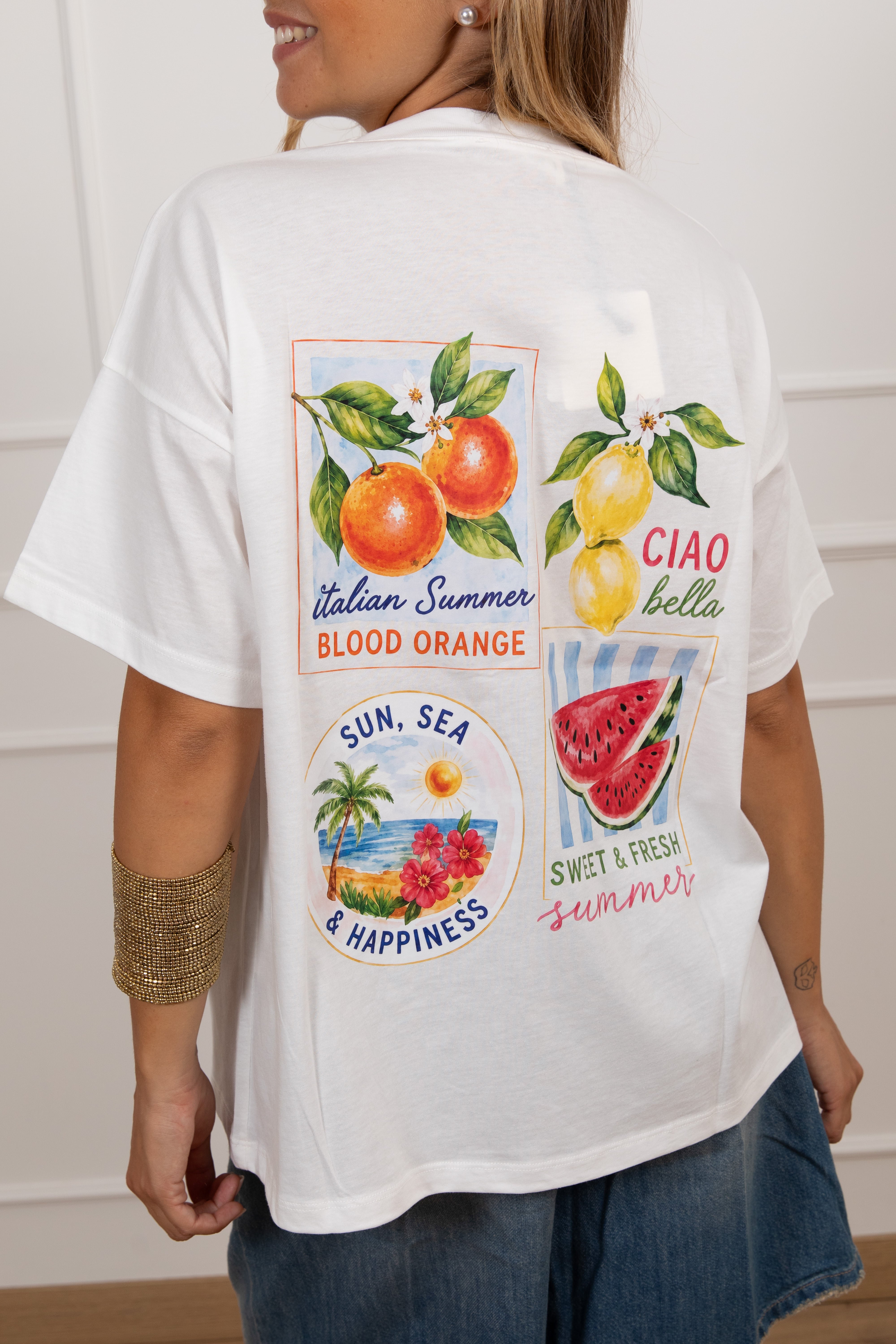 T-shirt stampa "Ciao bella" sul retro ViCOLO