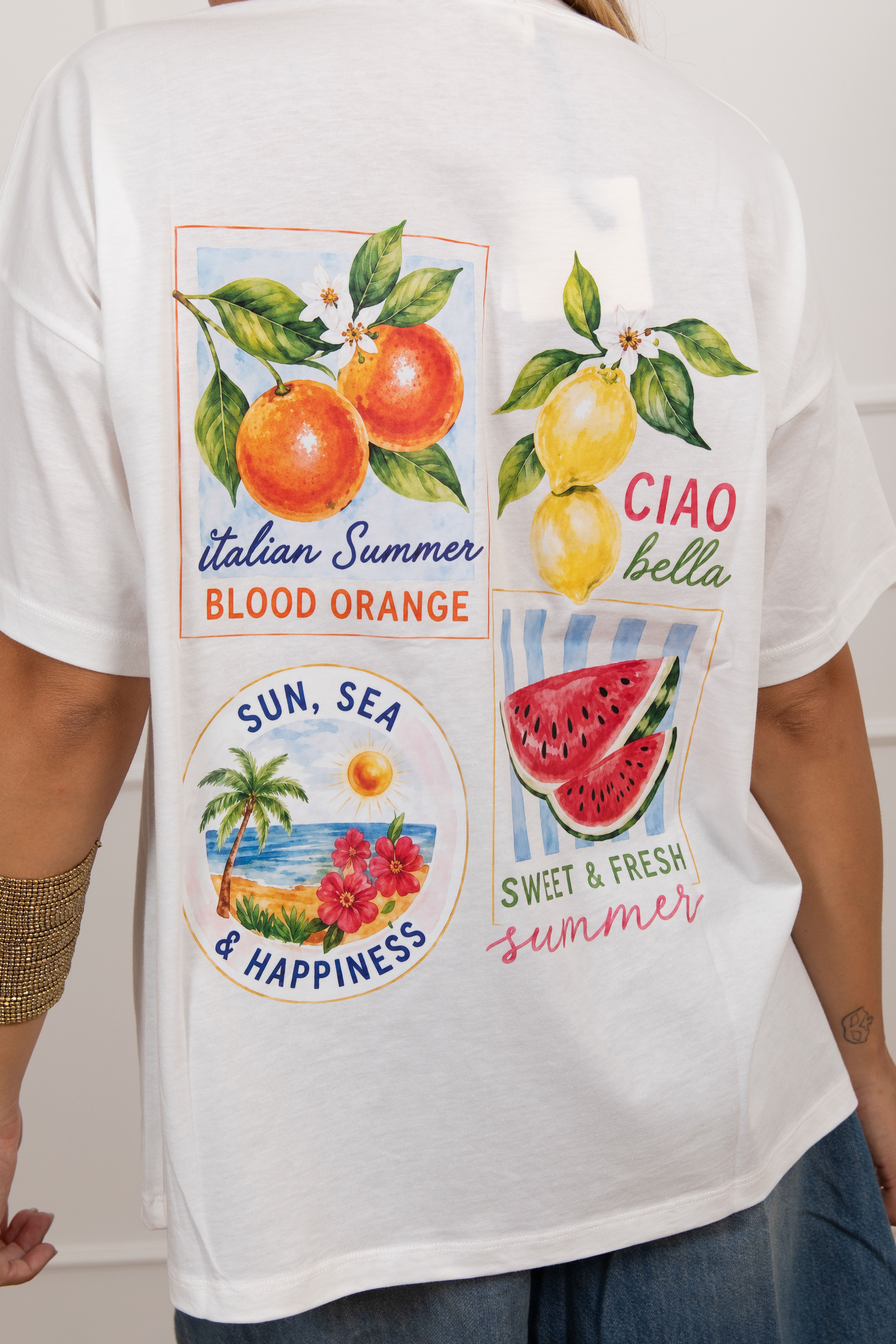 T-shirt stampa "Ciao bella" sul retro ViCOLO