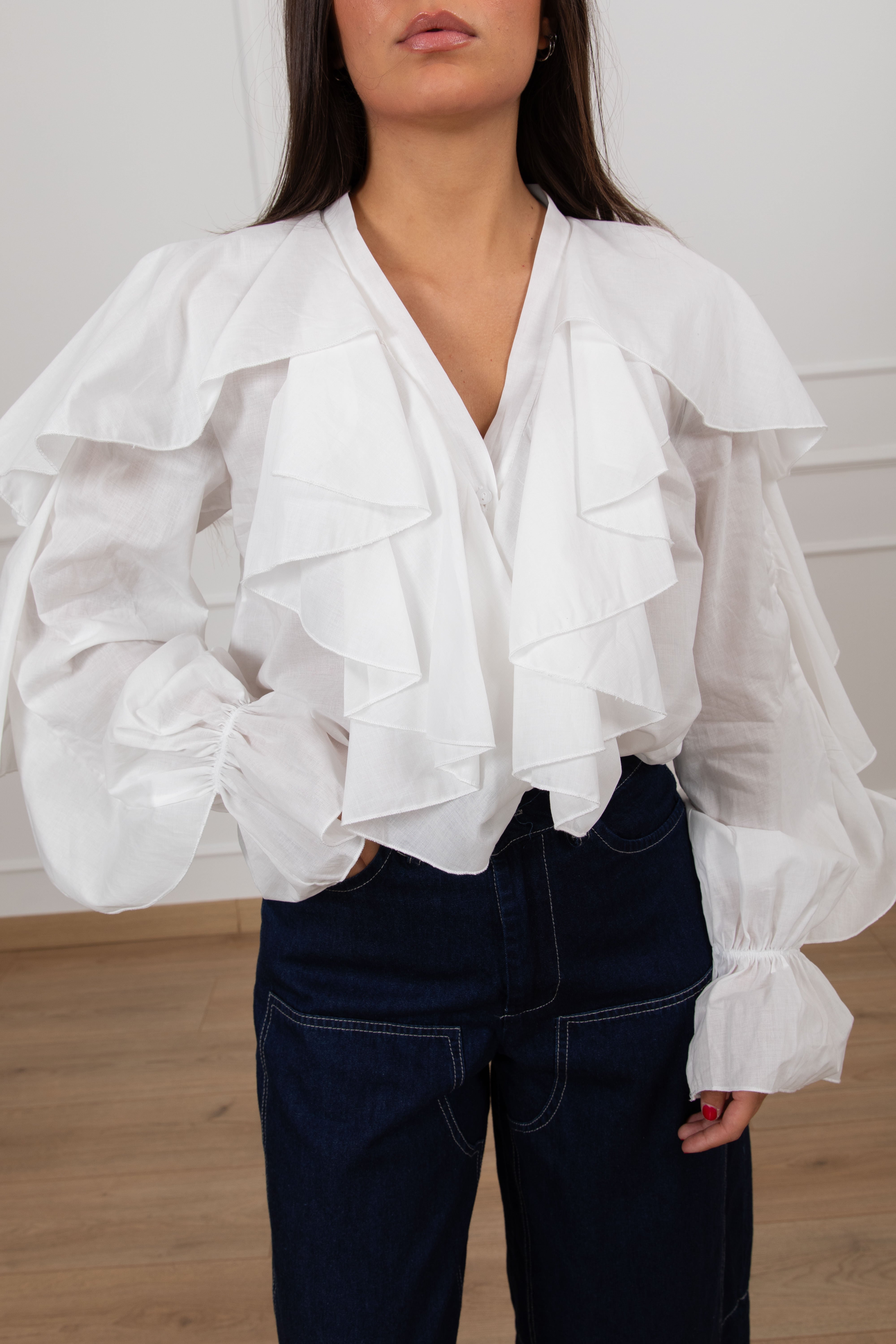 Camicia in cotone con rouches ViCOLO