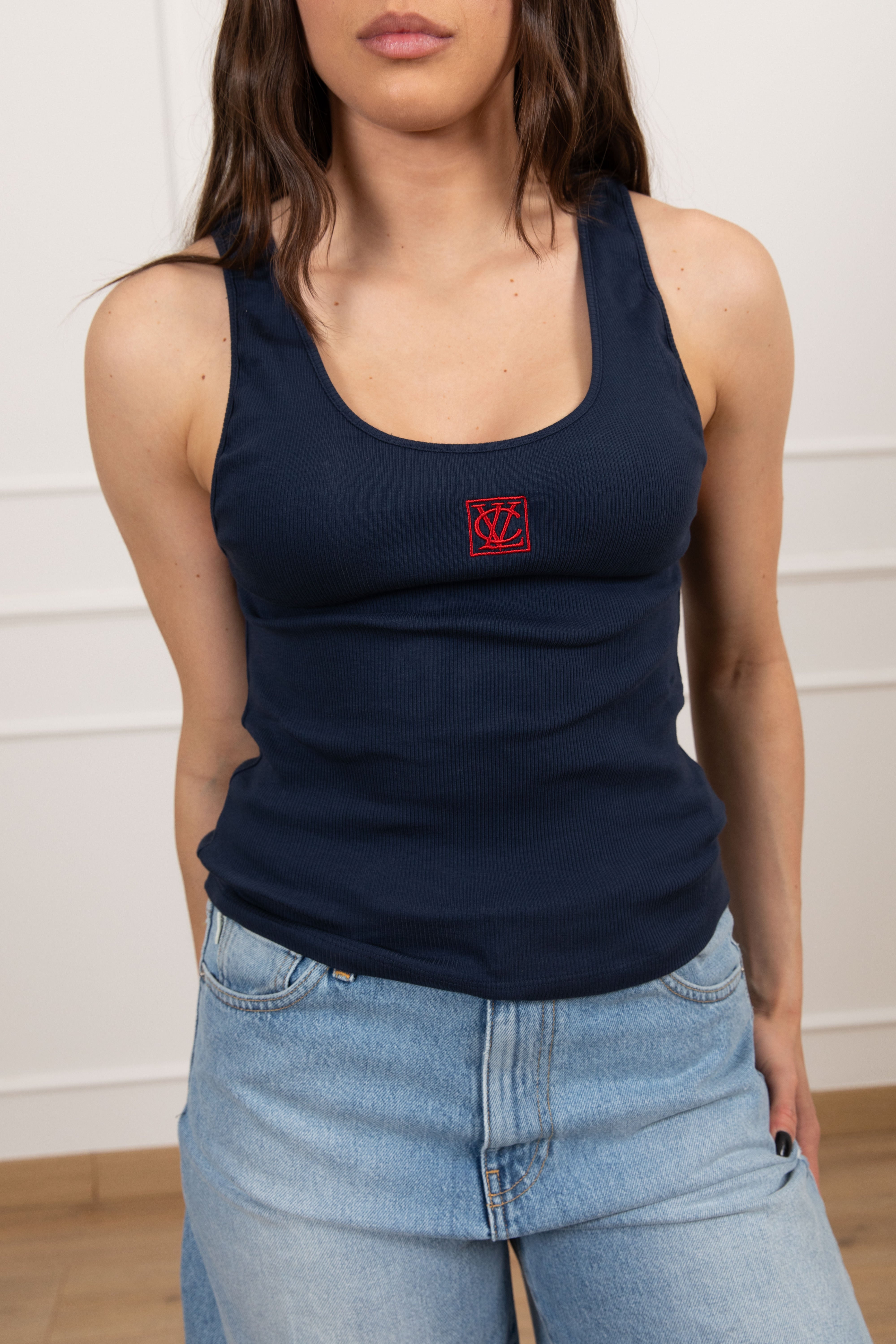 Canotta a costine con monogram ViCOLO