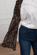 T-shirt bi-color con manica fantasia bandana variante panna/moro Haveone