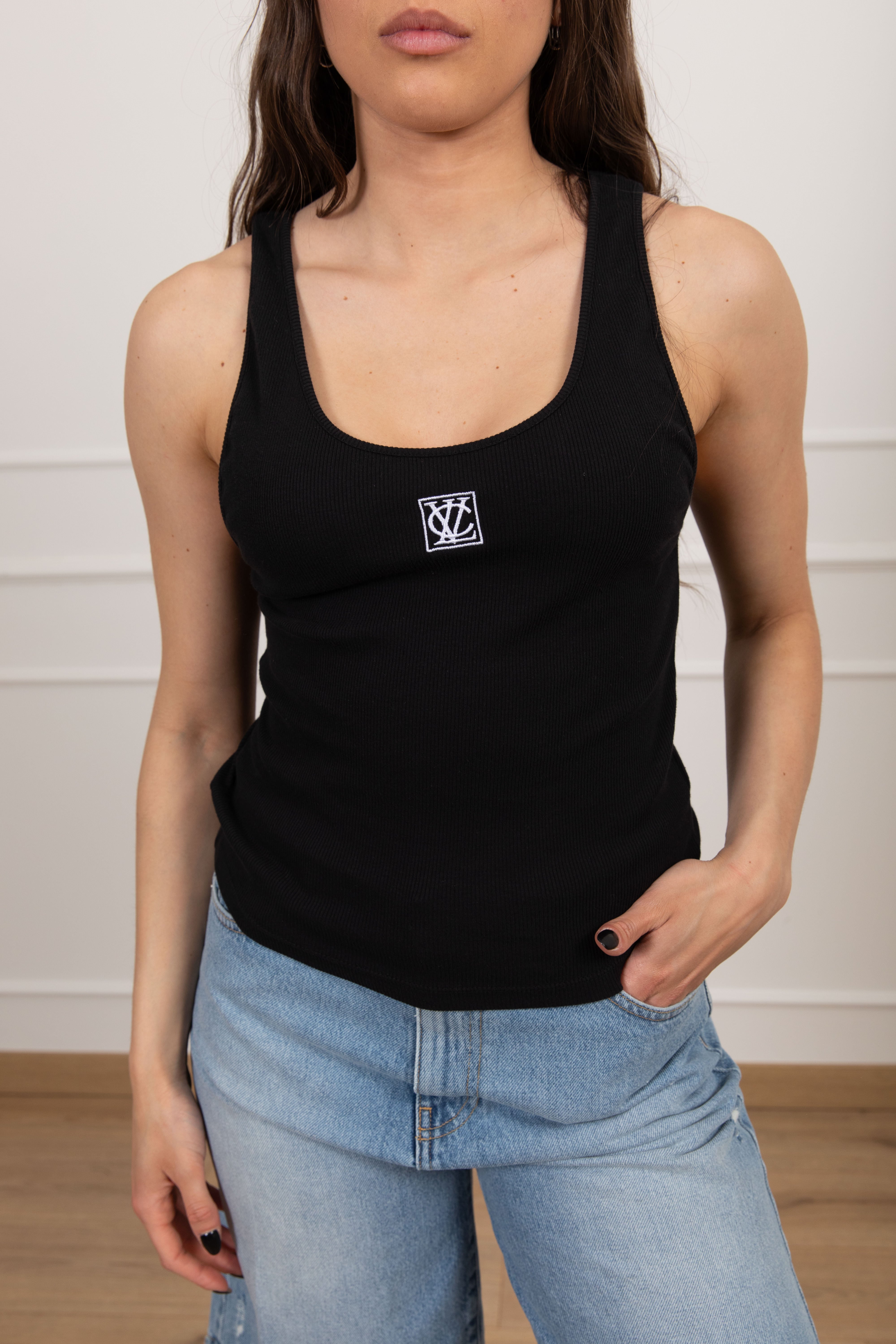 Canotta a costine con monogram ViCOLO