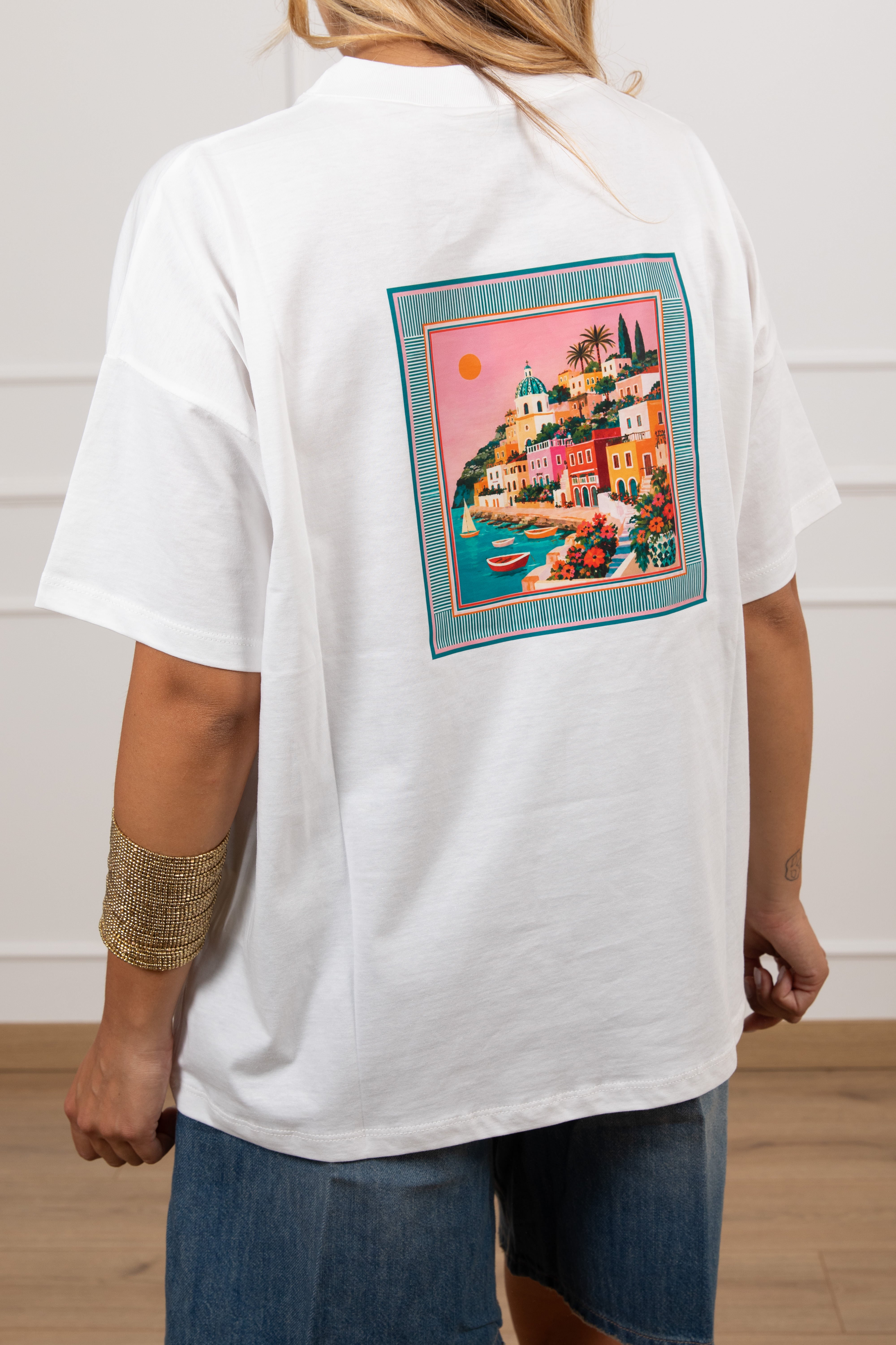T-shirt stampa Portofino sul retro ViCOLO
