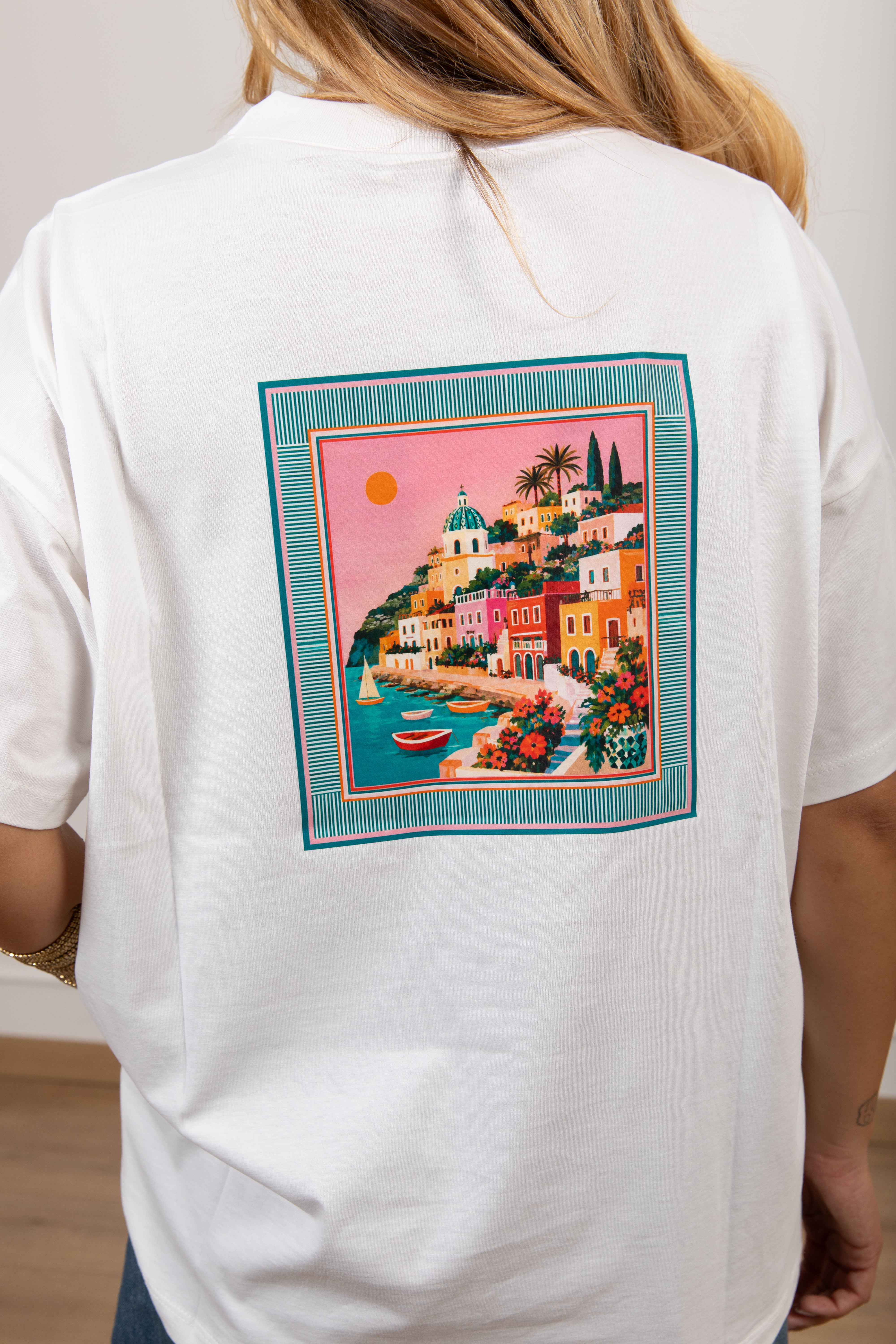 T-shirt stampa Portofino sul retro ViCOLO