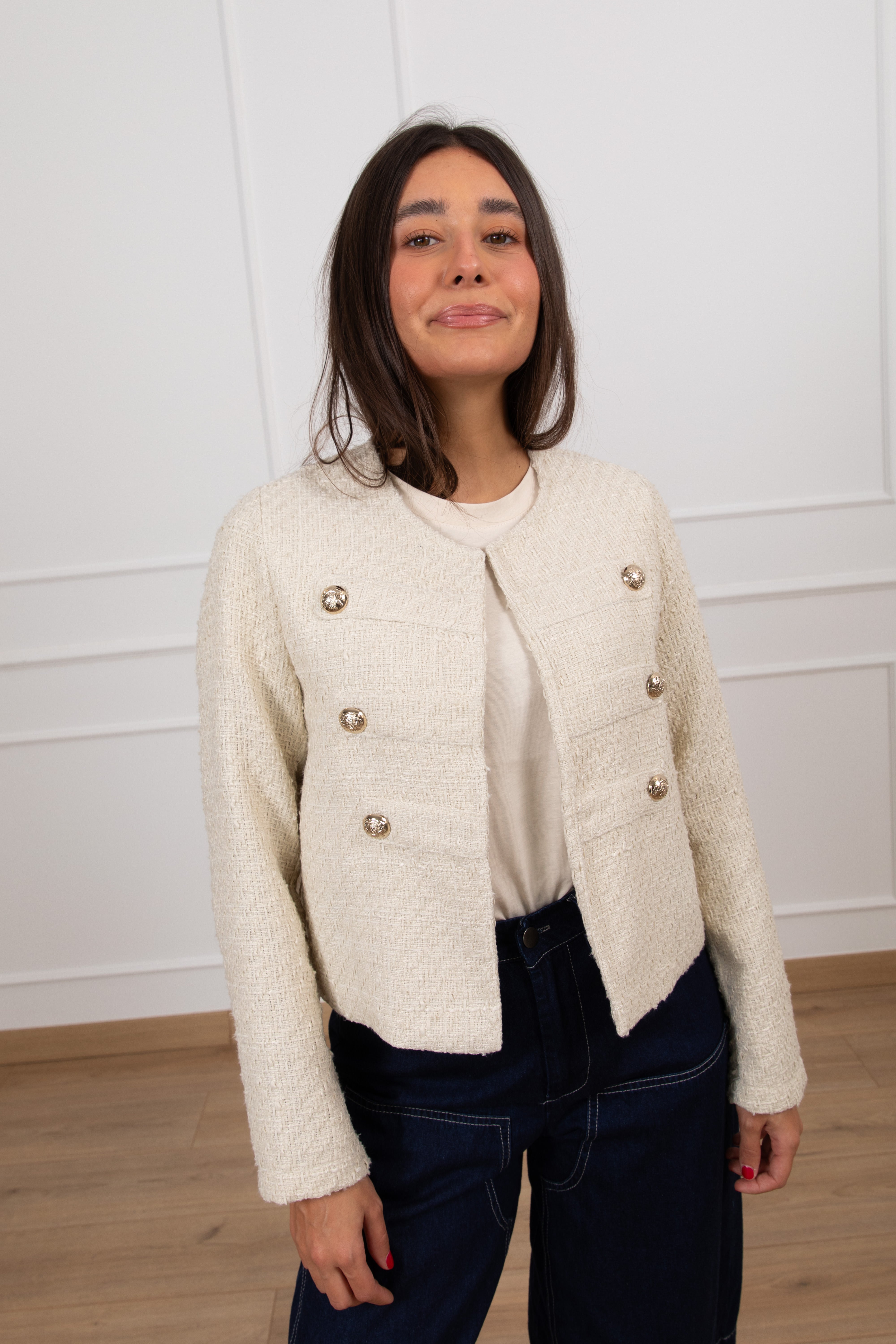 Giacchino in tweed con bottoni oro Susy Mix