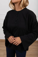 T-shirt serafino manica campana variante nero Susy Mix