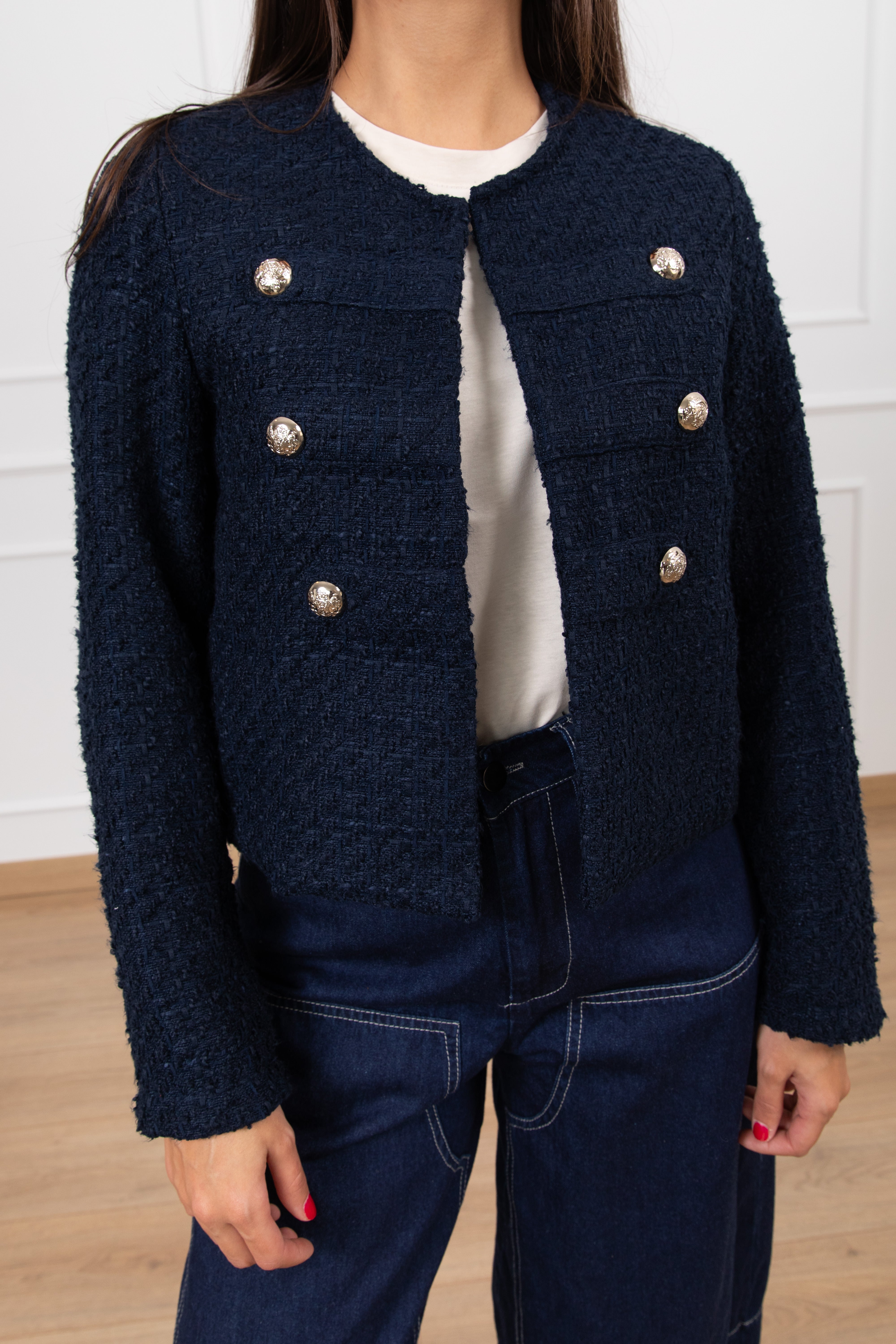 Giacchino in tweed con bottoni oro Susy Mix