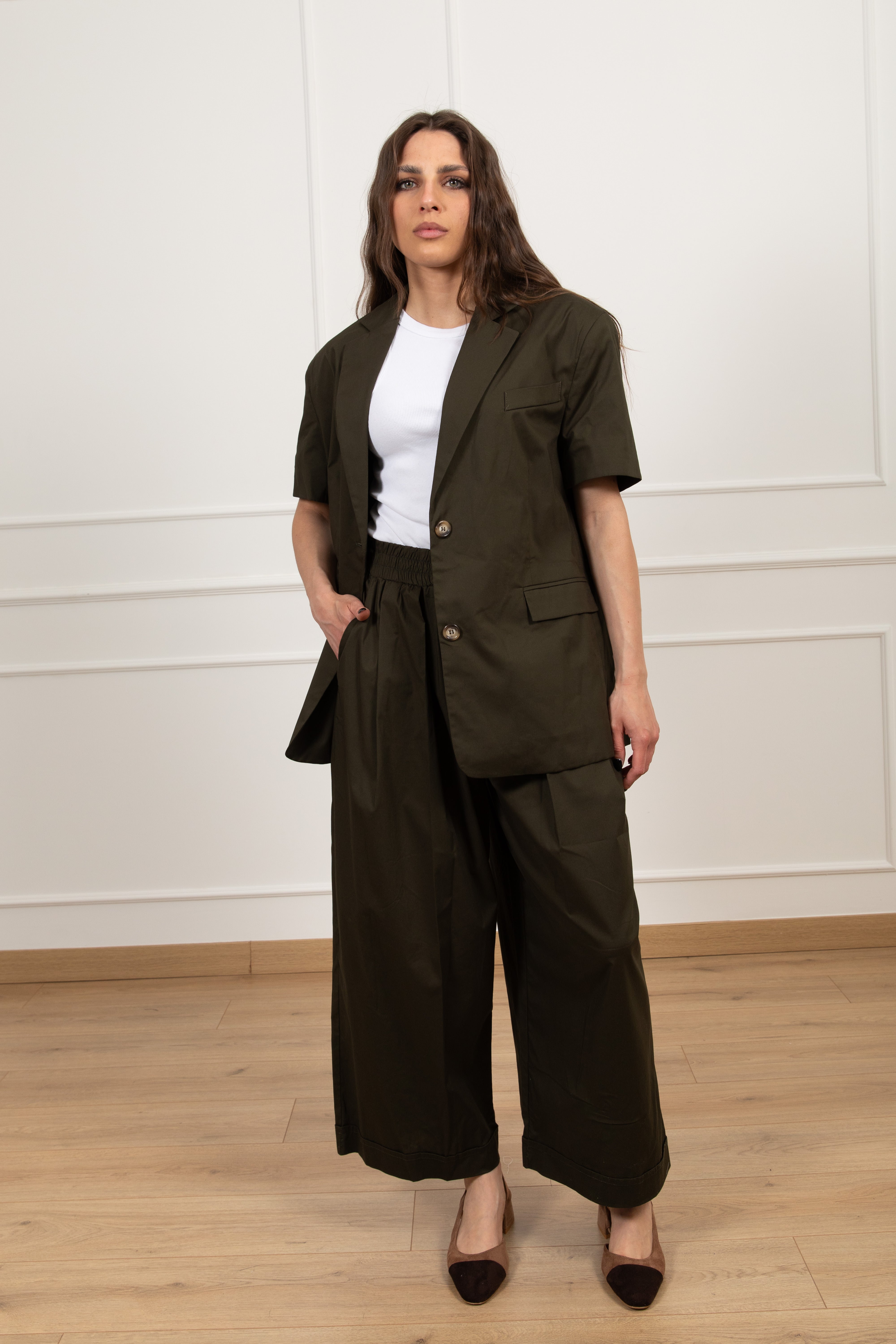 Pantalone gamba larga in cotone Susy Mix