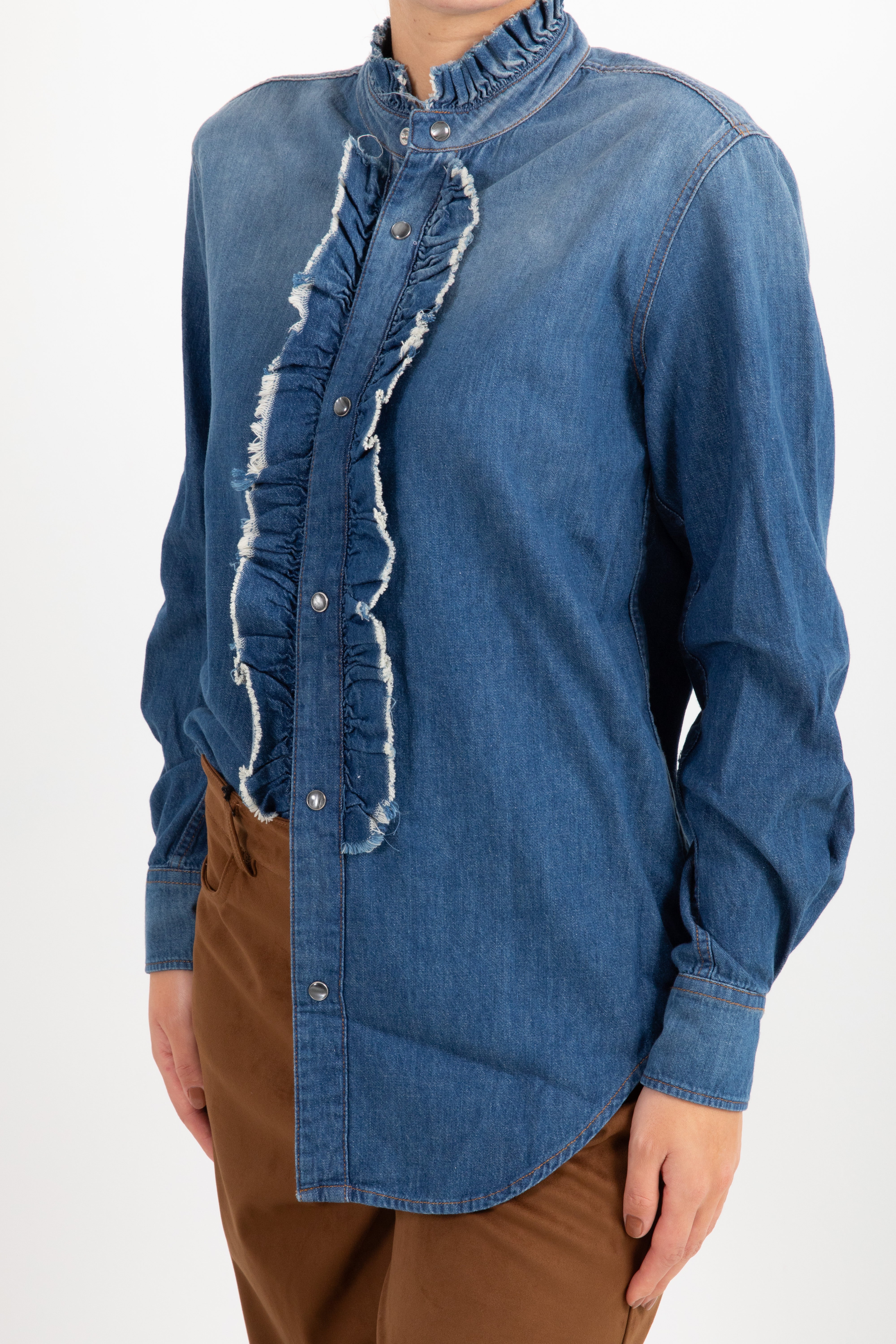 Camicia jeans con rouches "Vivienne" ViCOLO