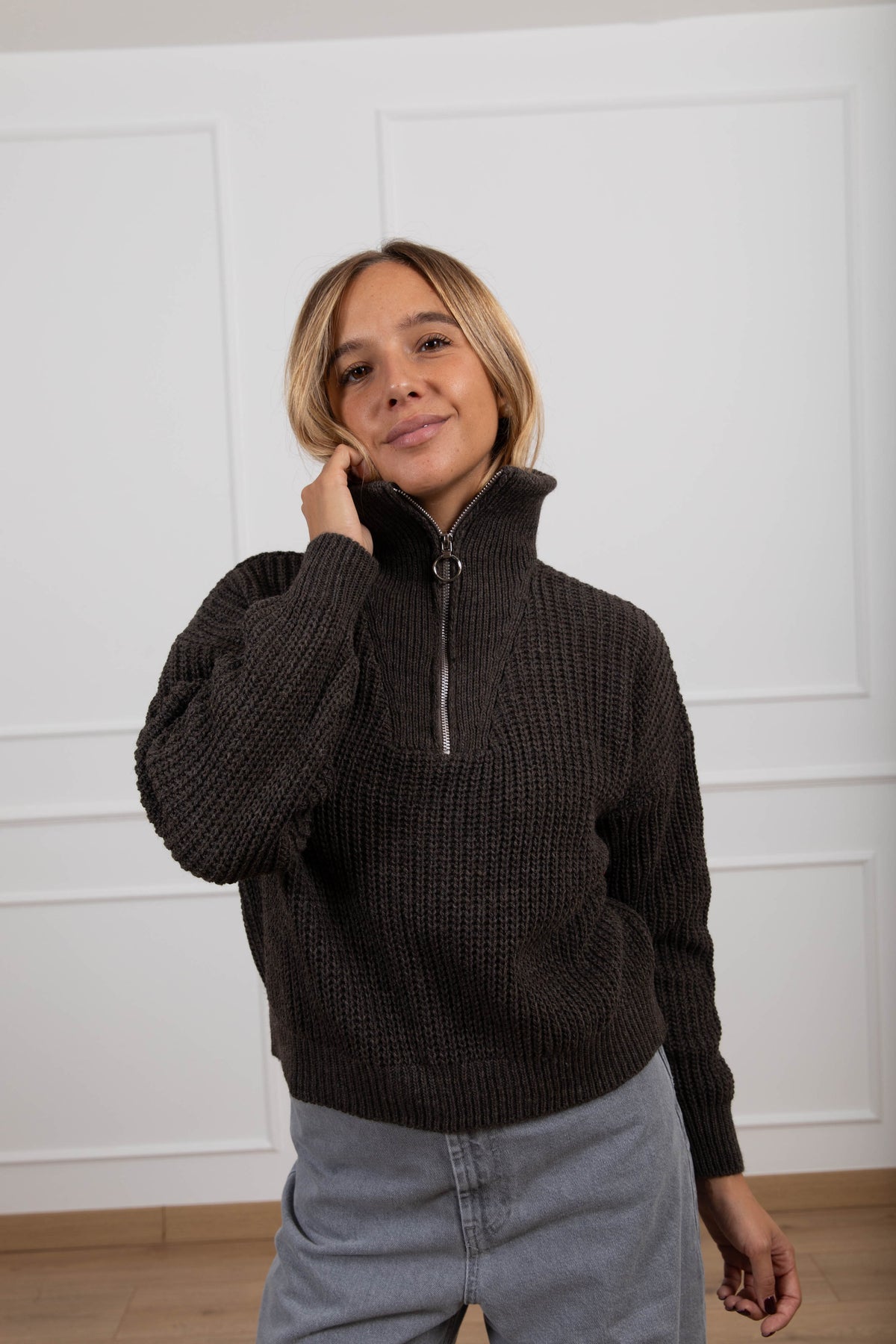 Maglia mezza-zip variante fango Susy Mix