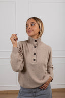 Pull mezzo collo con bottoni variante beige ViCOLO