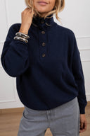 Pull mezzo collo con bottoni variante blu ViCOLO