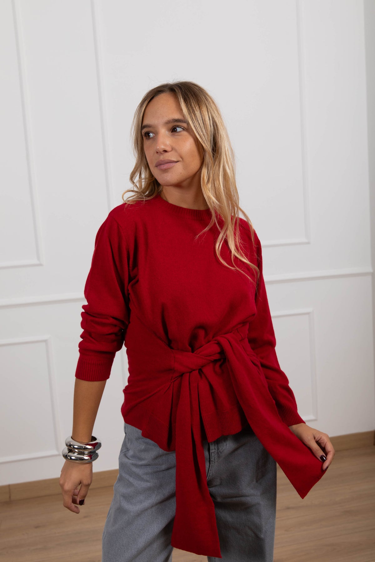 Pull girocollo con nodo variante rosso ViCOLO