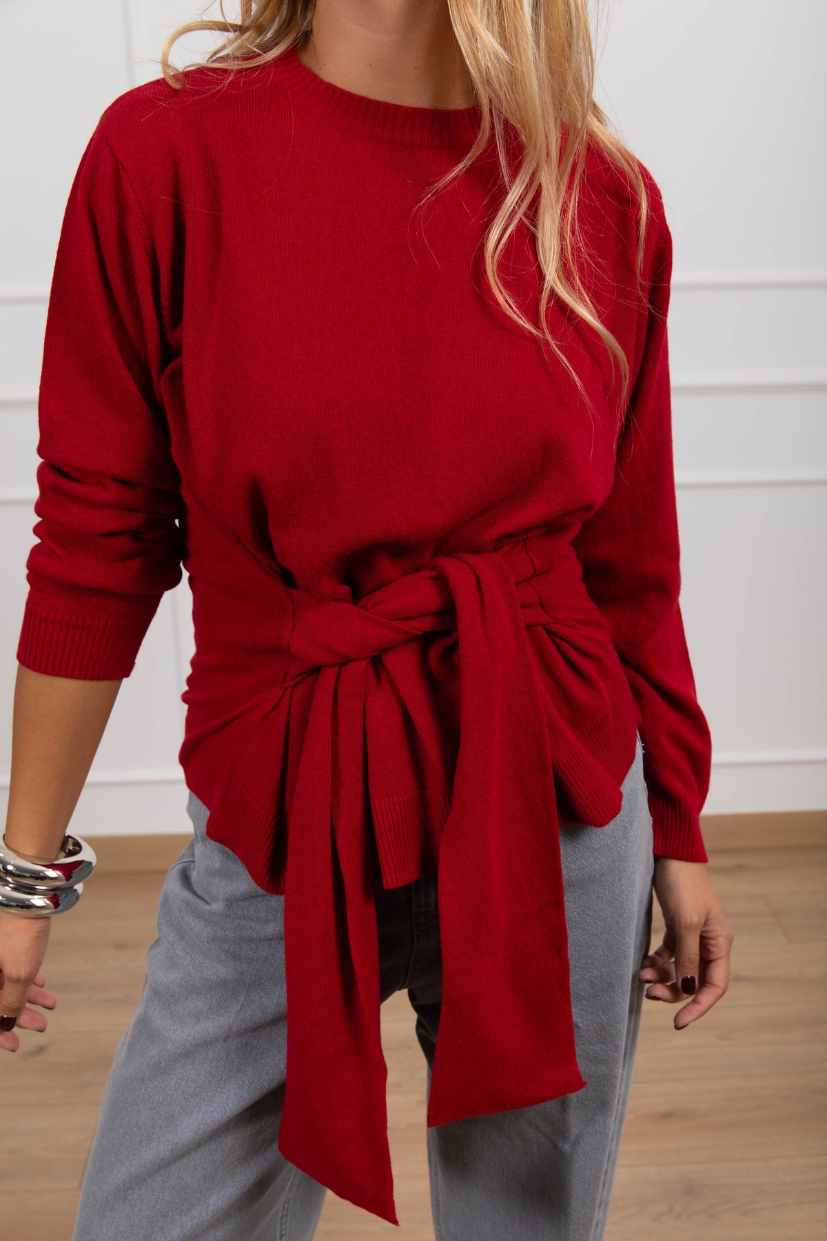 Pull girocollo con nodo variante rosso ViCOLO