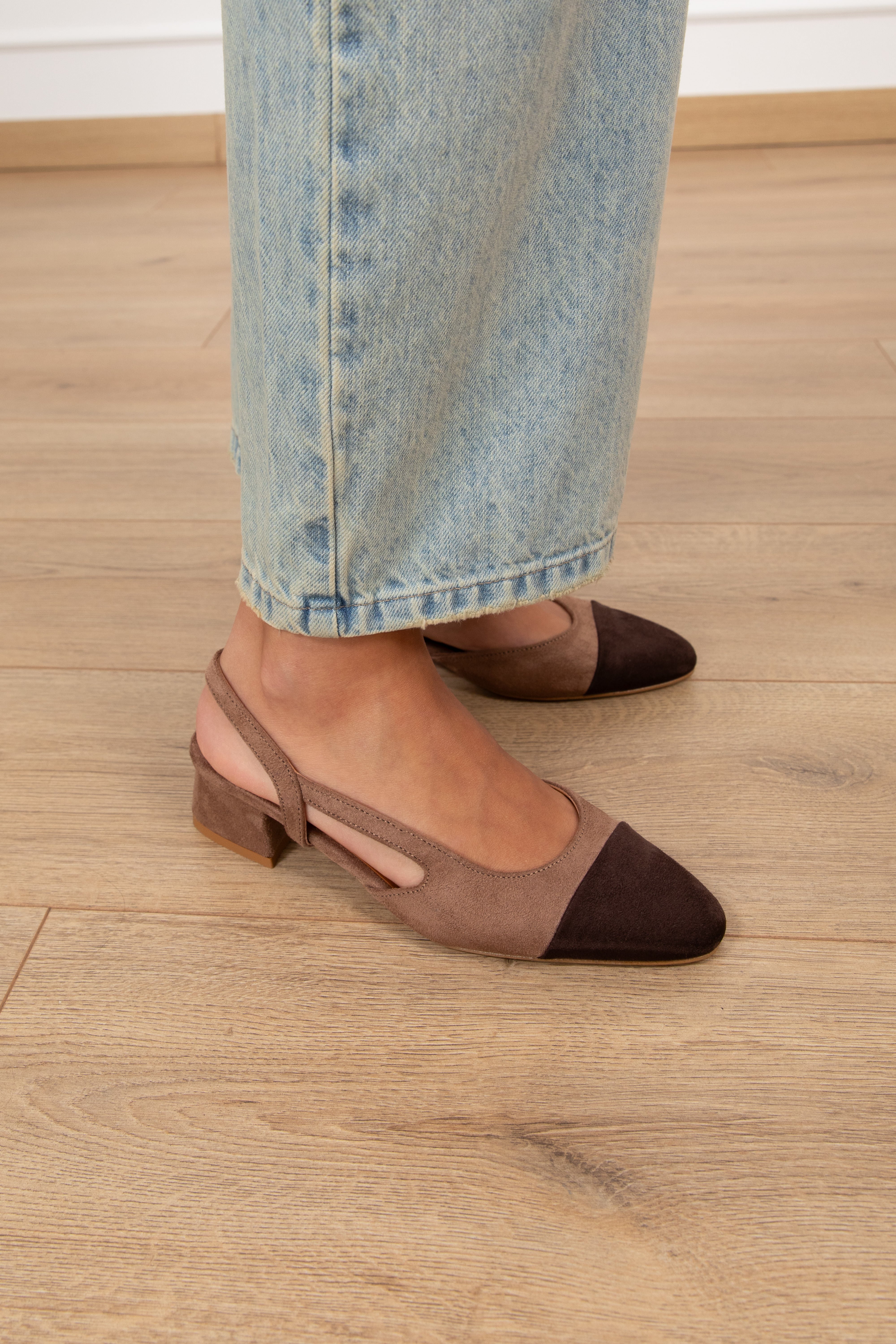 PRE ORDER 23/03 Sling back bi-color in camoscio Ovyé