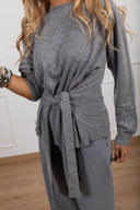Pull girocollo con nodo variante grigio ViCOLO