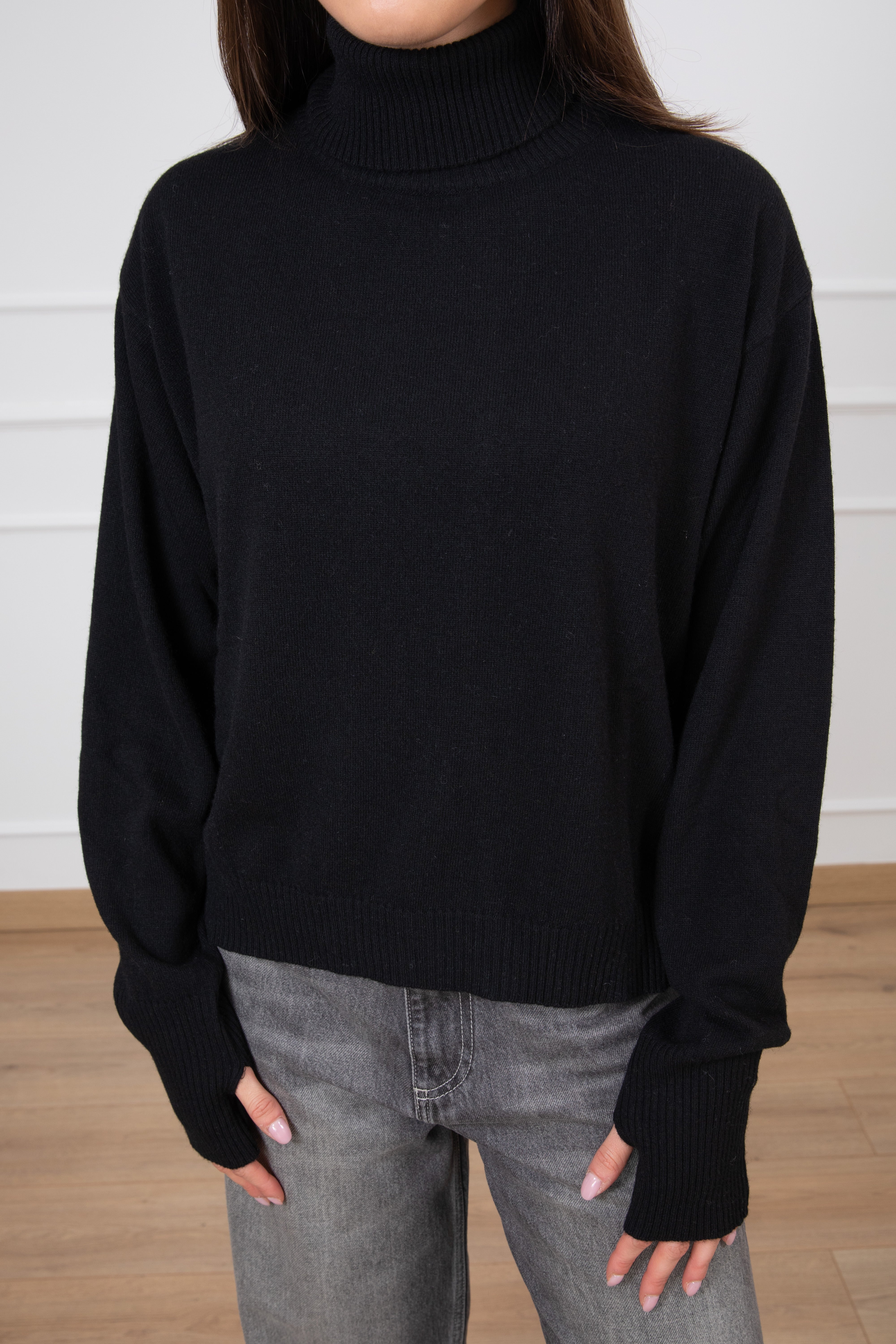 Dolcevita a scatoletta lana e cashmere con foro pollice ViCOLO