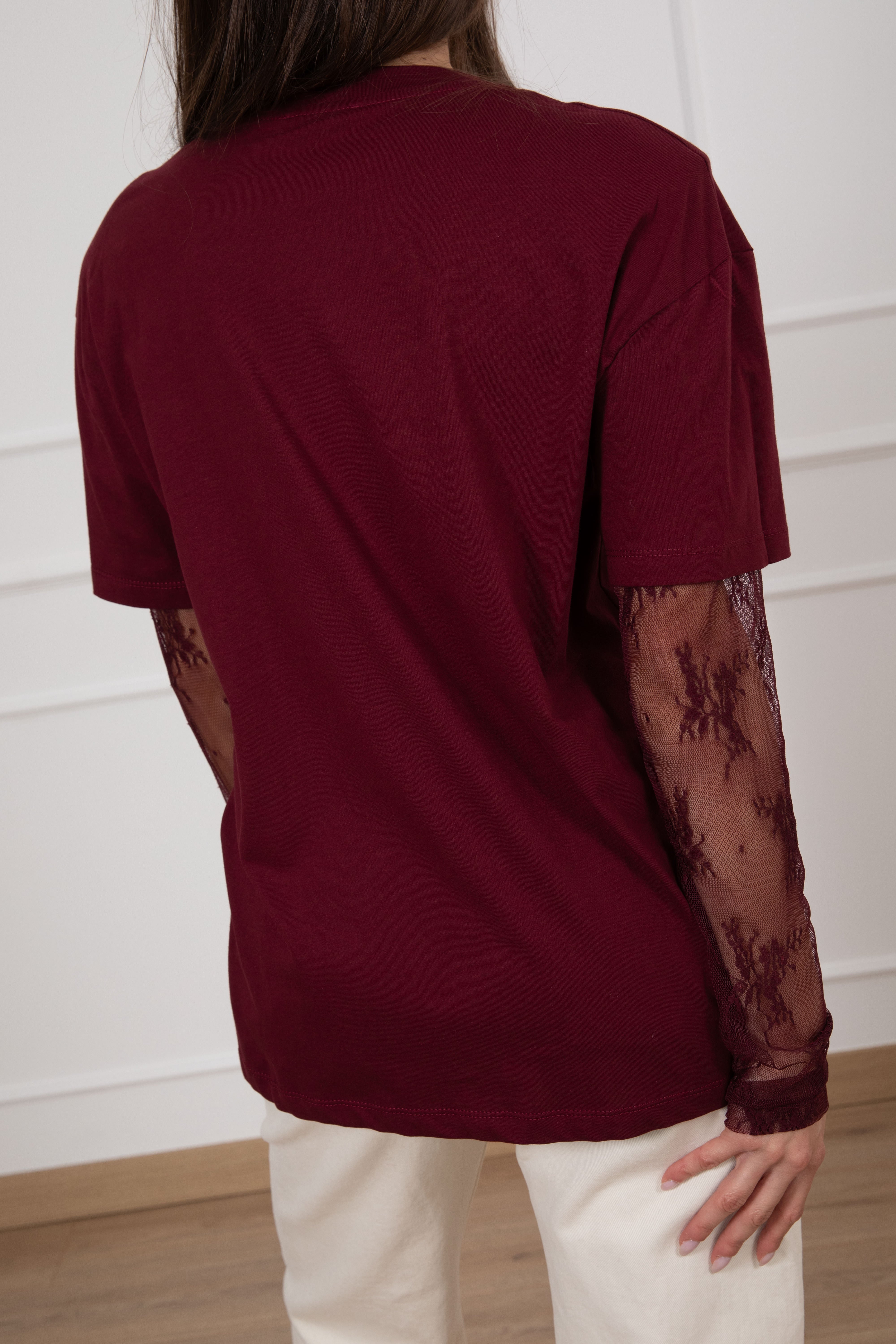 T-shirt con manica in pizzo Dixie