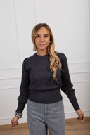 Pull girocollo manica a sbuffo variante grigio Susy Mix