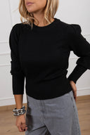 Pull girocollo manica a sbuffo variante nero Susy Mix