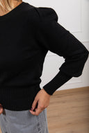 Pull girocollo manica a sbuffo variante nero Susy Mix