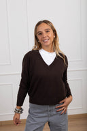 Pull scollo a "V" variante moro Susy Mix
