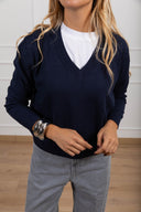 Pull scollo a "V" variante blu Susy Mix