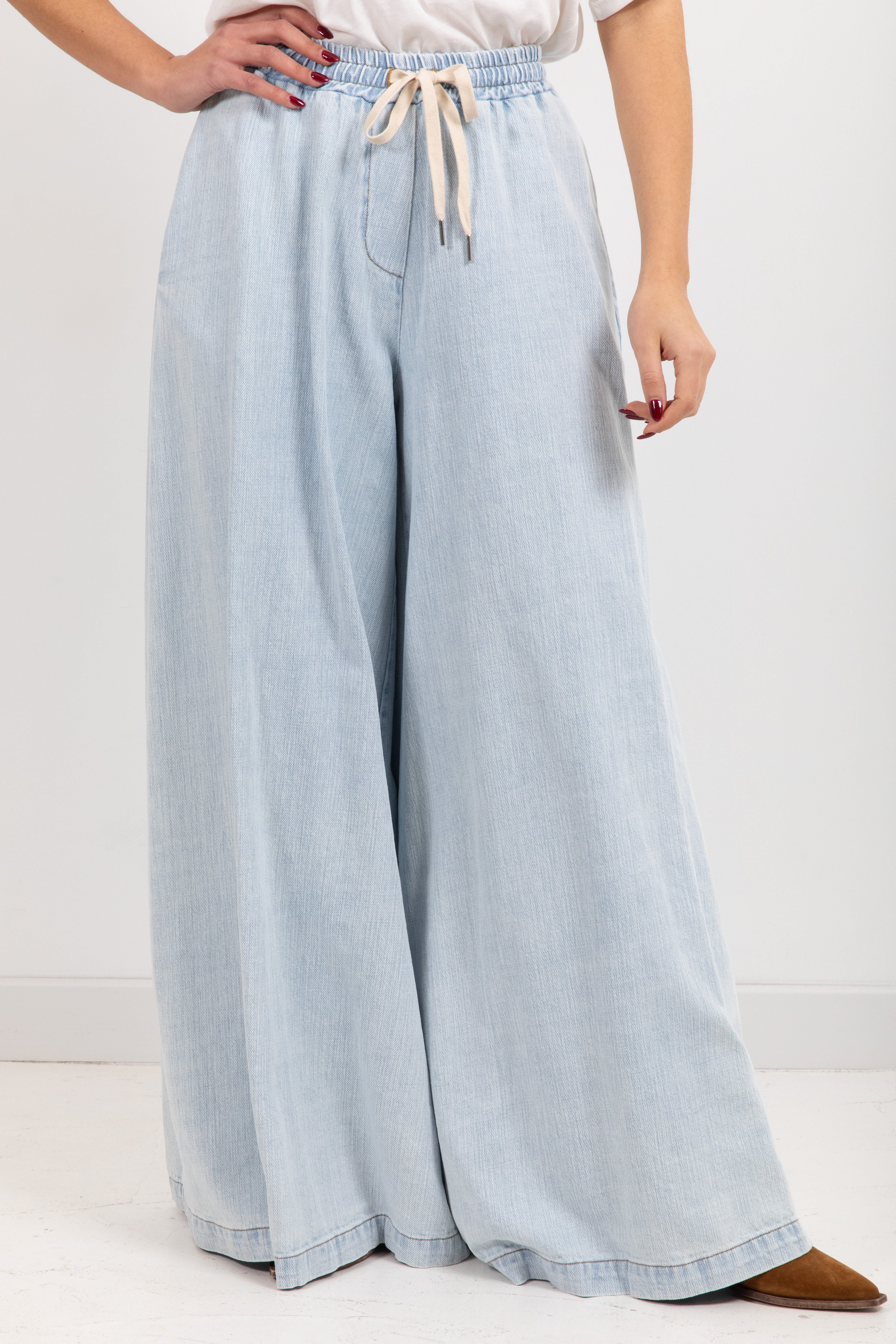 Pantalone a palazzo in jeans con coulisse Susy Mix