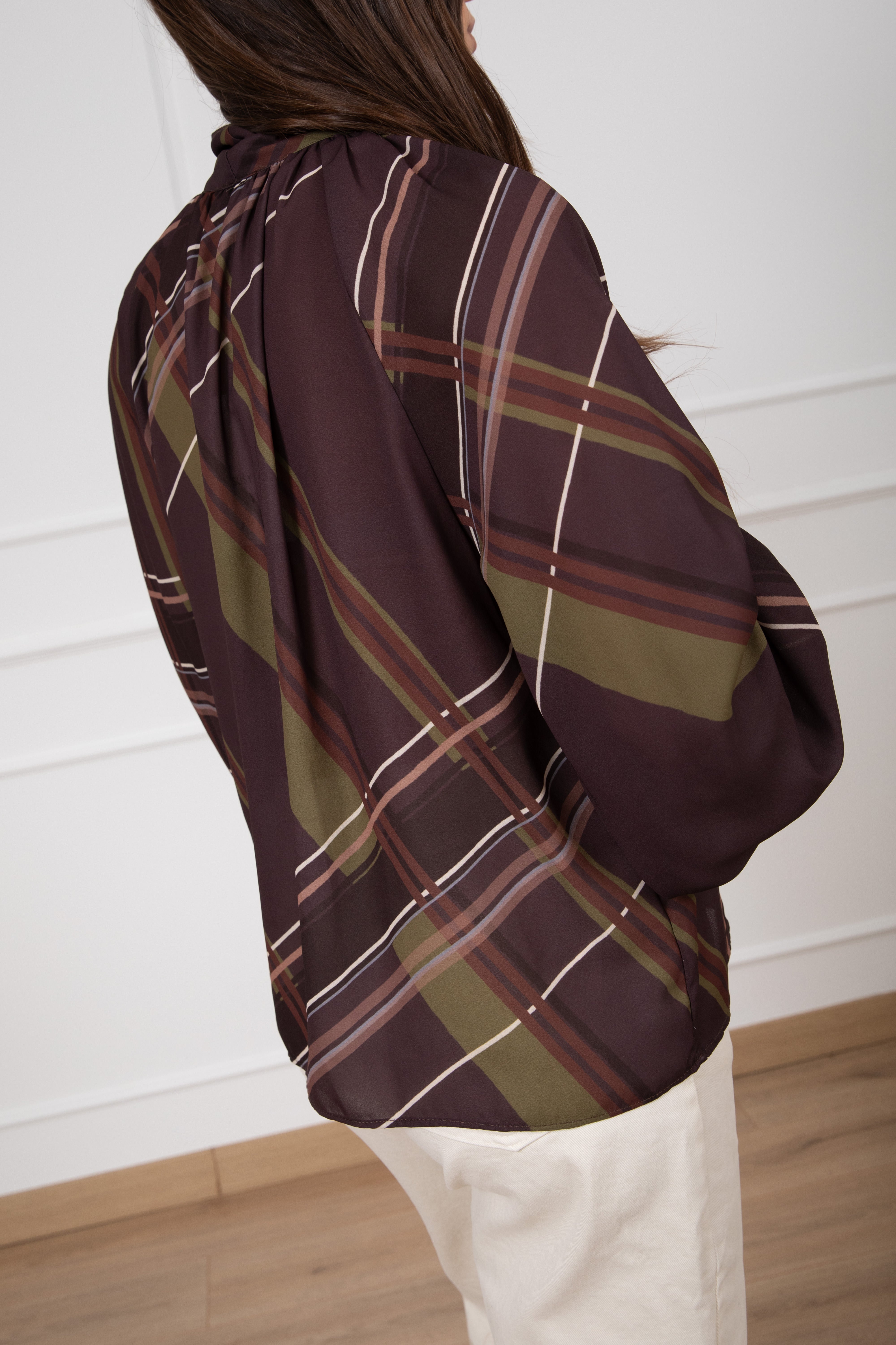 Blusa macro-check con fiocco Susy Mix
