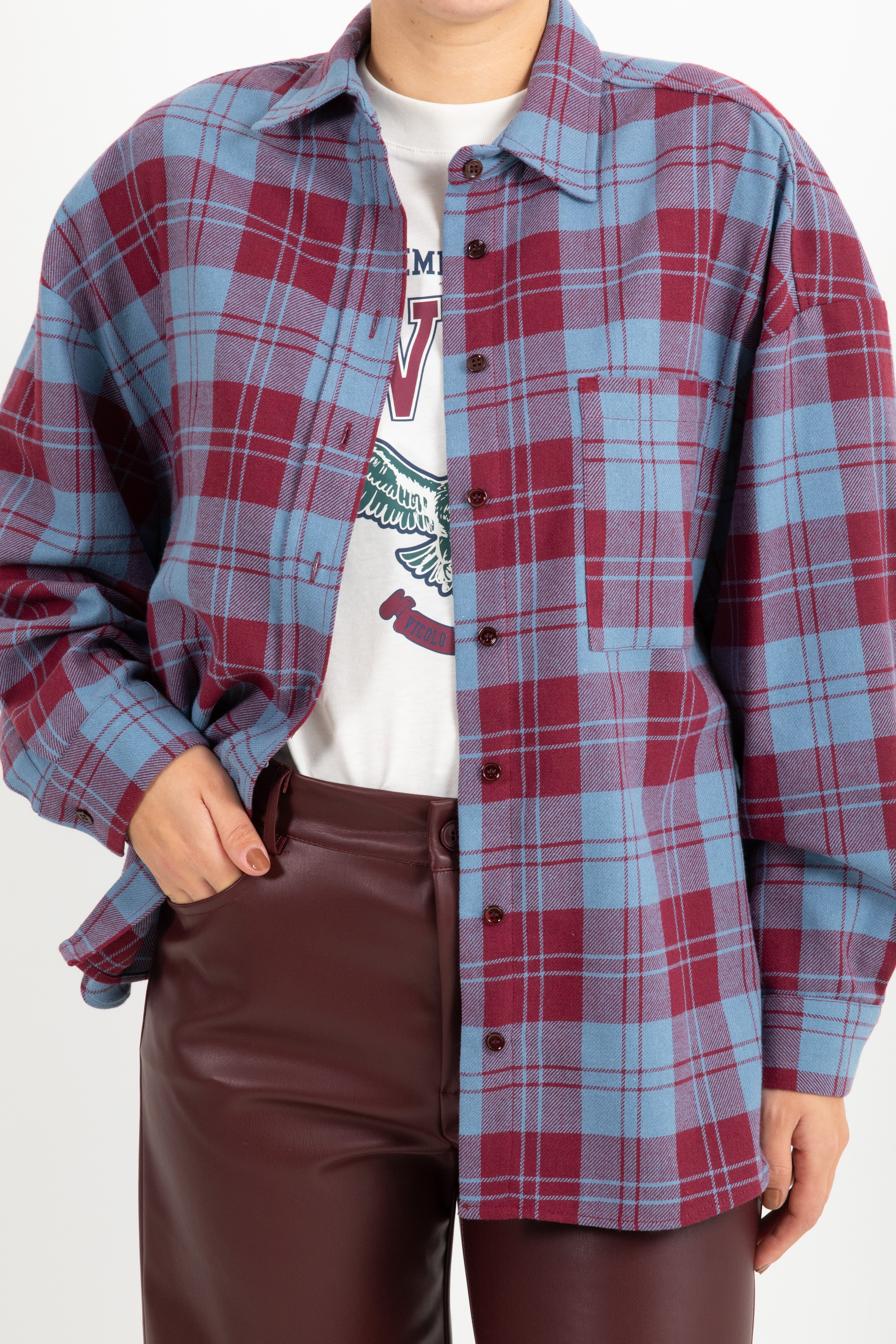 Camicia check bordeaux ViCOLO