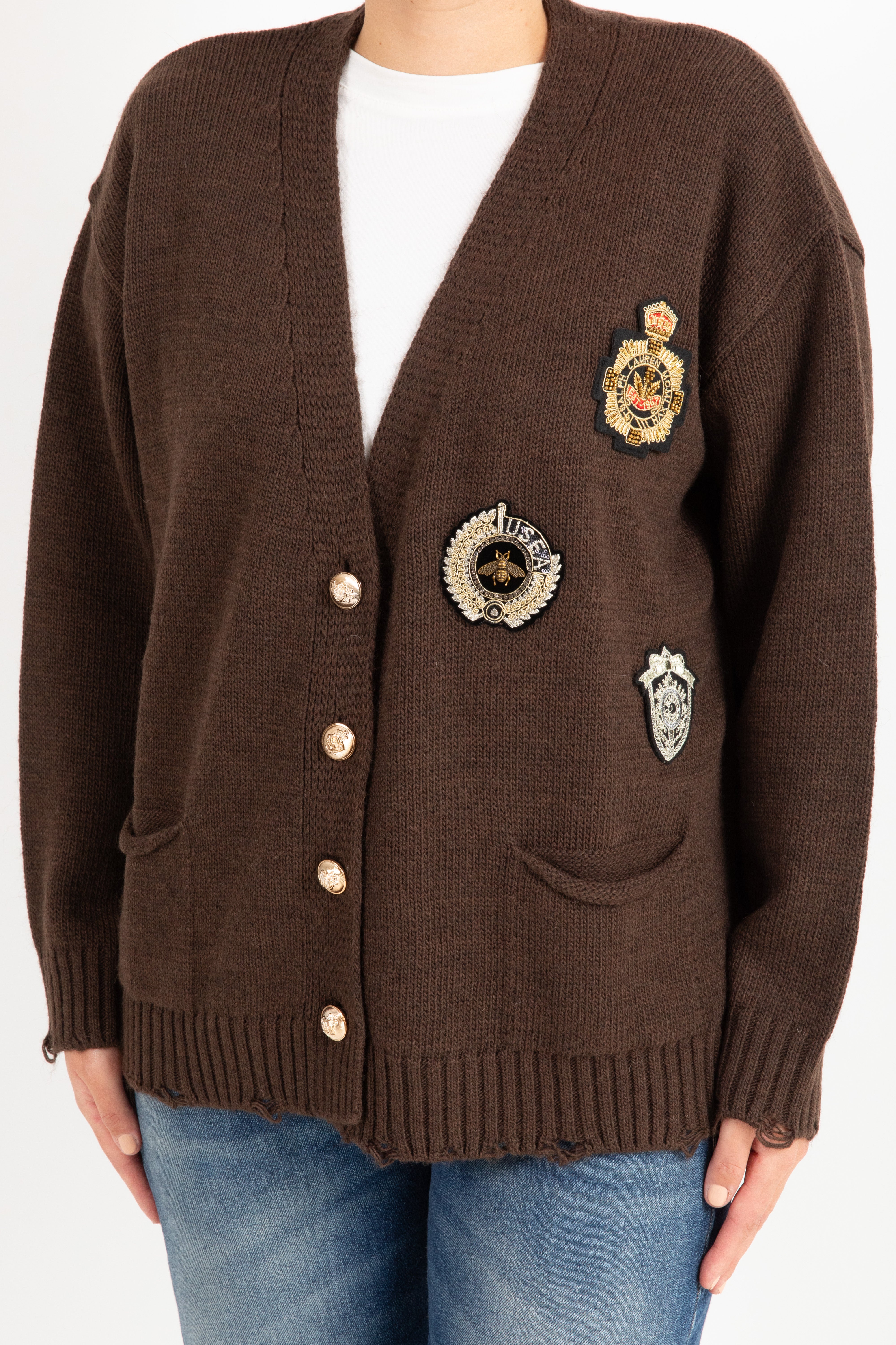 Cardigan con patch e bordi sfrangiati Tensione IN