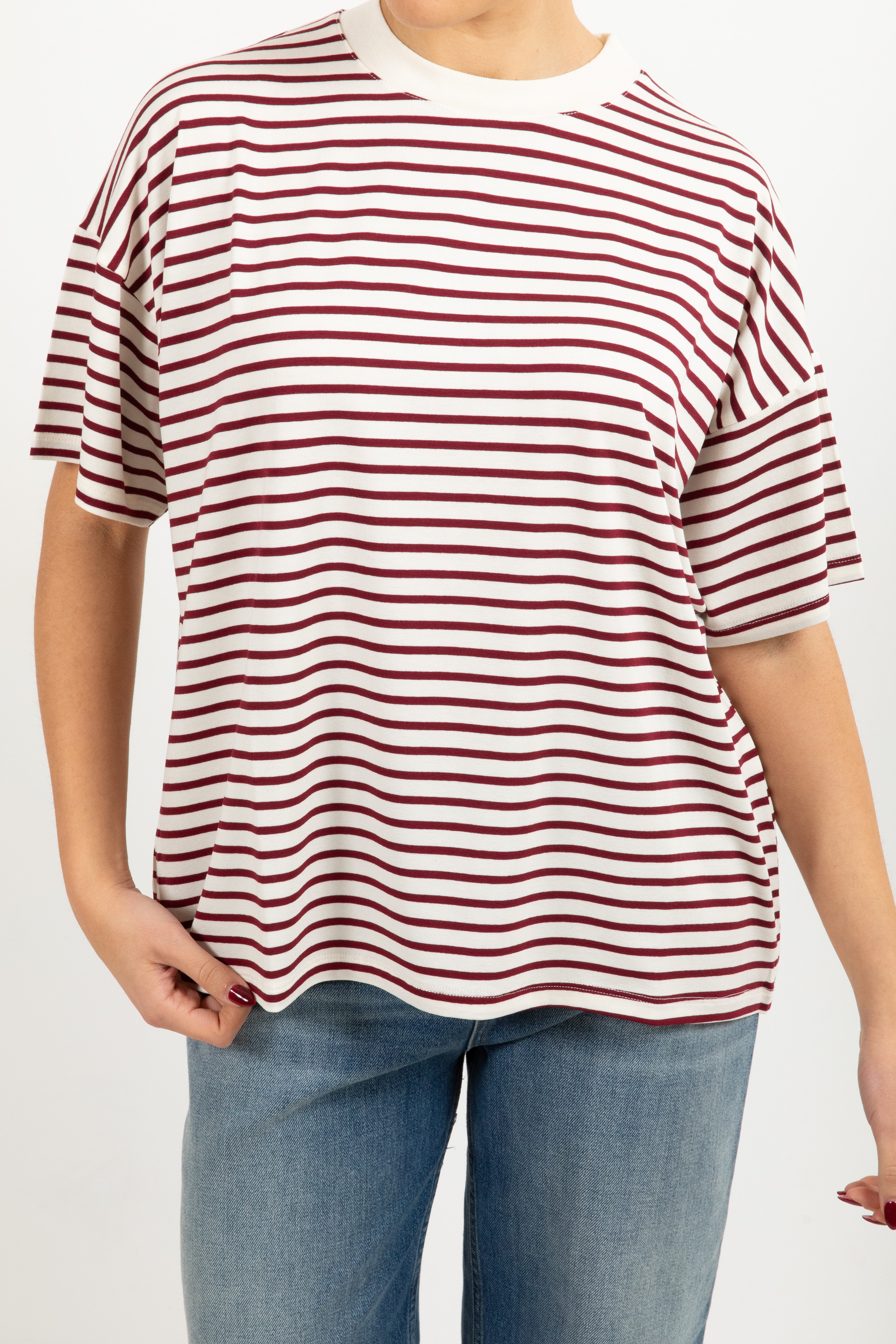 T-shirt over-size a righe ViCOLO