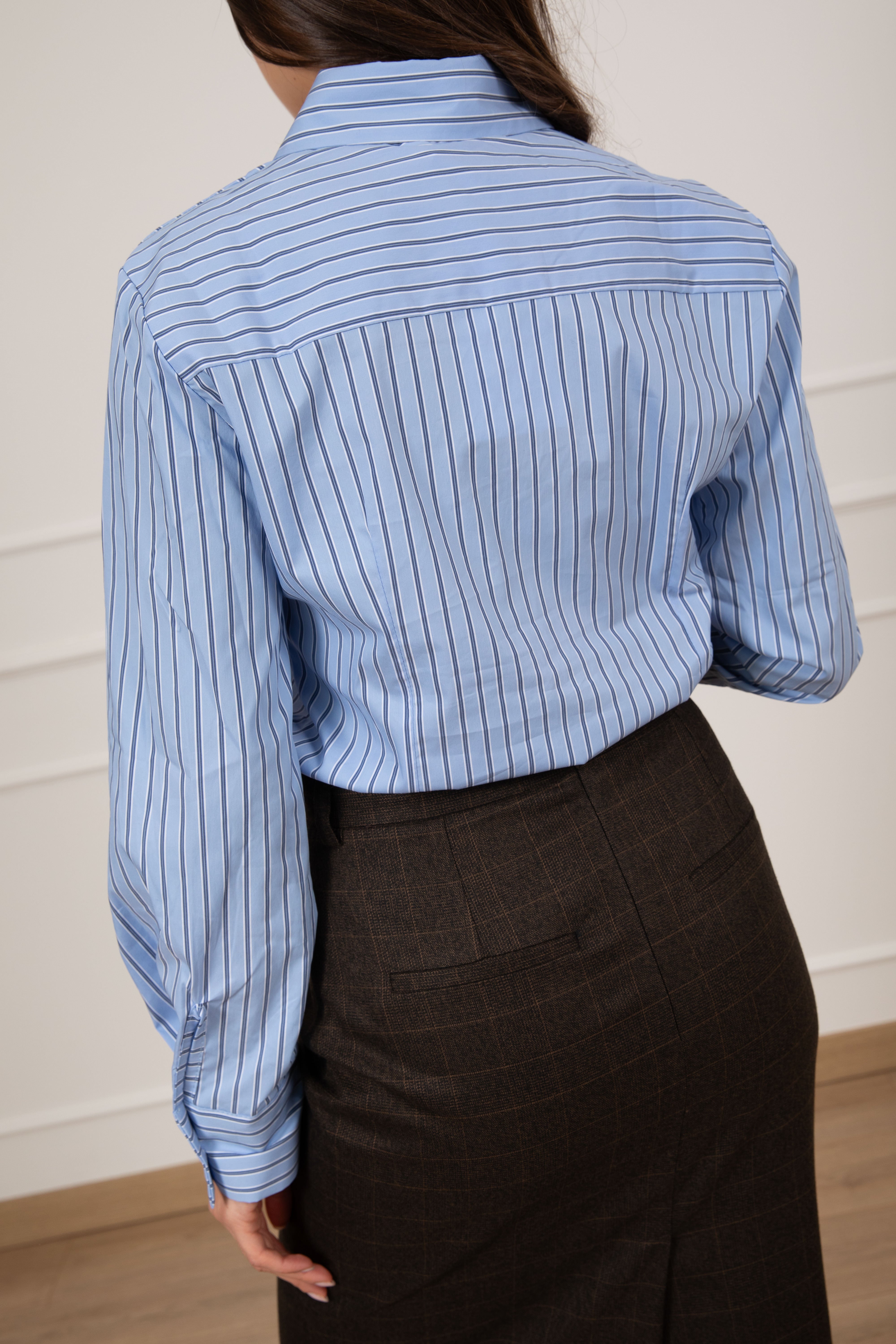 Camicia bacchettata in cotone con bottone gioiello Susy Mix