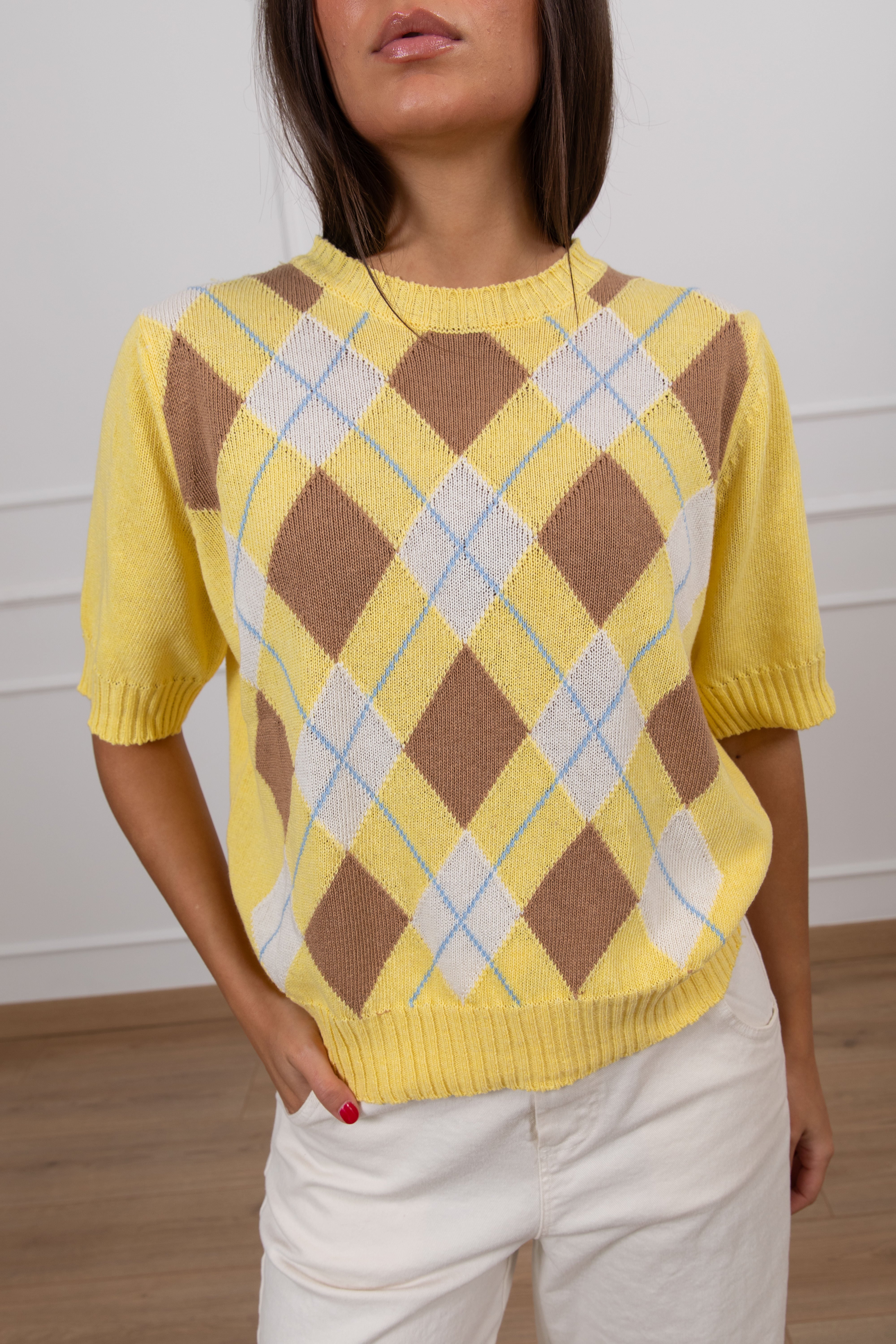 Maglia manica corta con motivo rombi ViCOLO