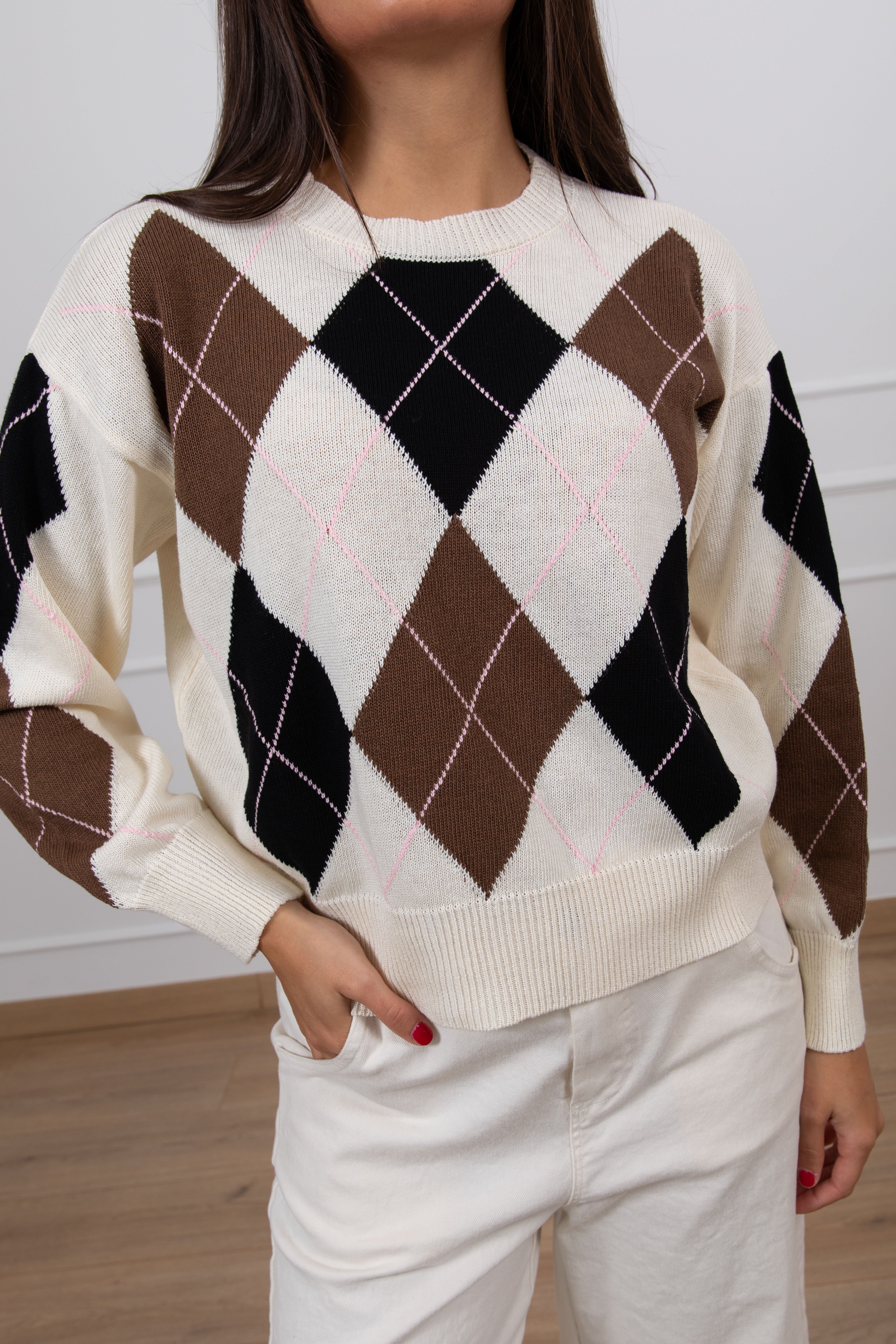 Maglia con motivo rombi ViCOLO