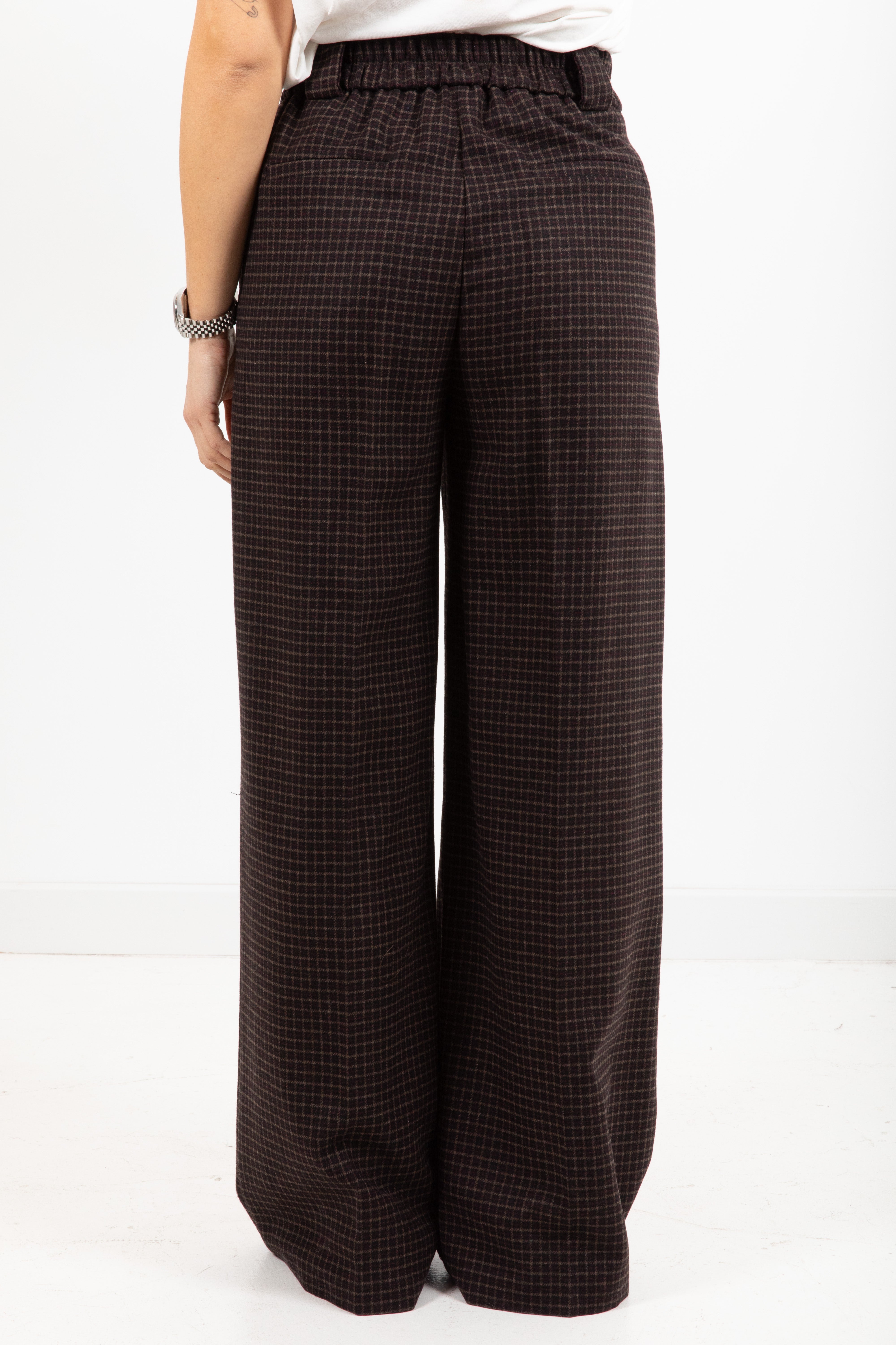 Pantalone gamba dritta micro check in flanella Tensione IN