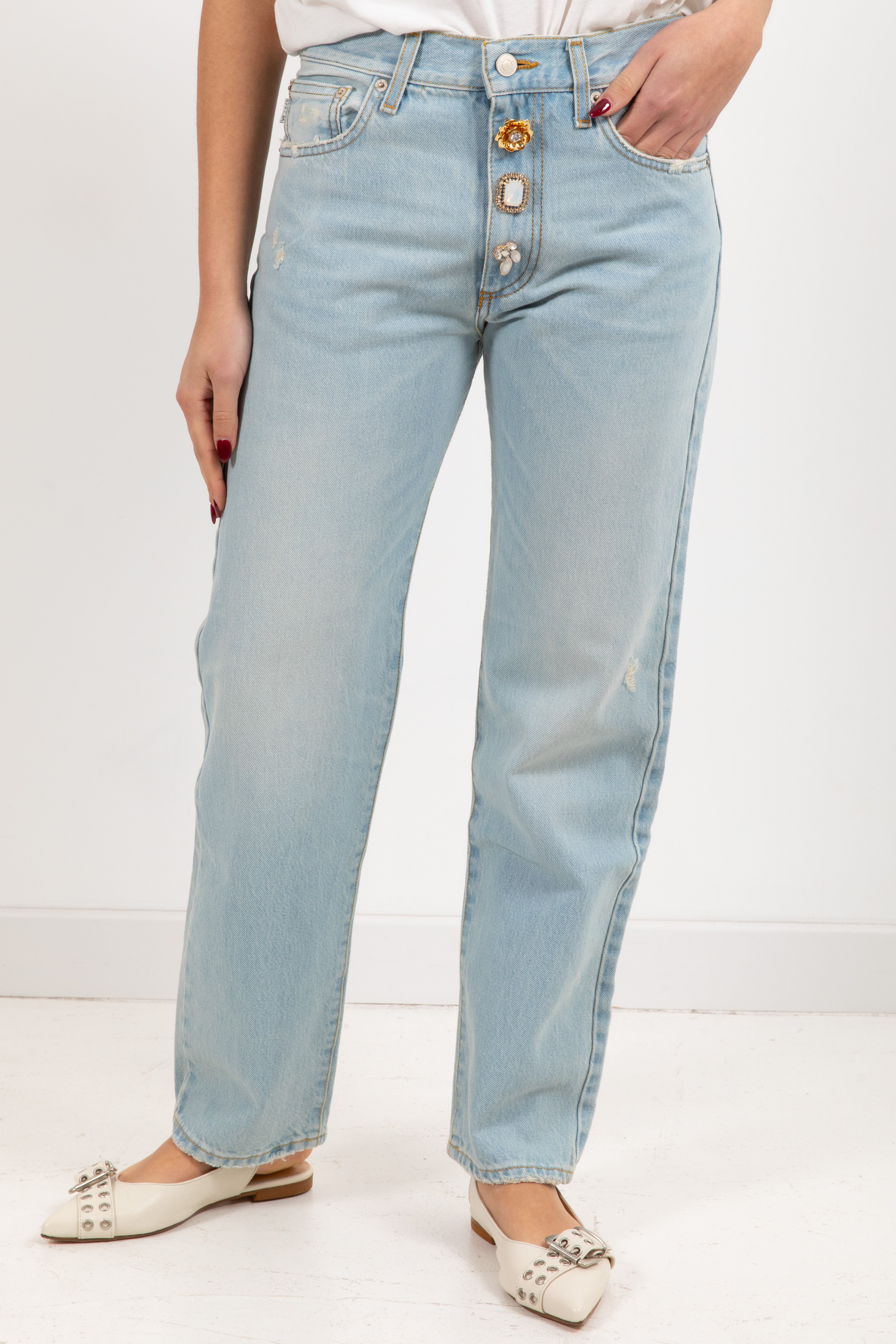 Jeans Zoe con bottoni gioiello ViCOLO