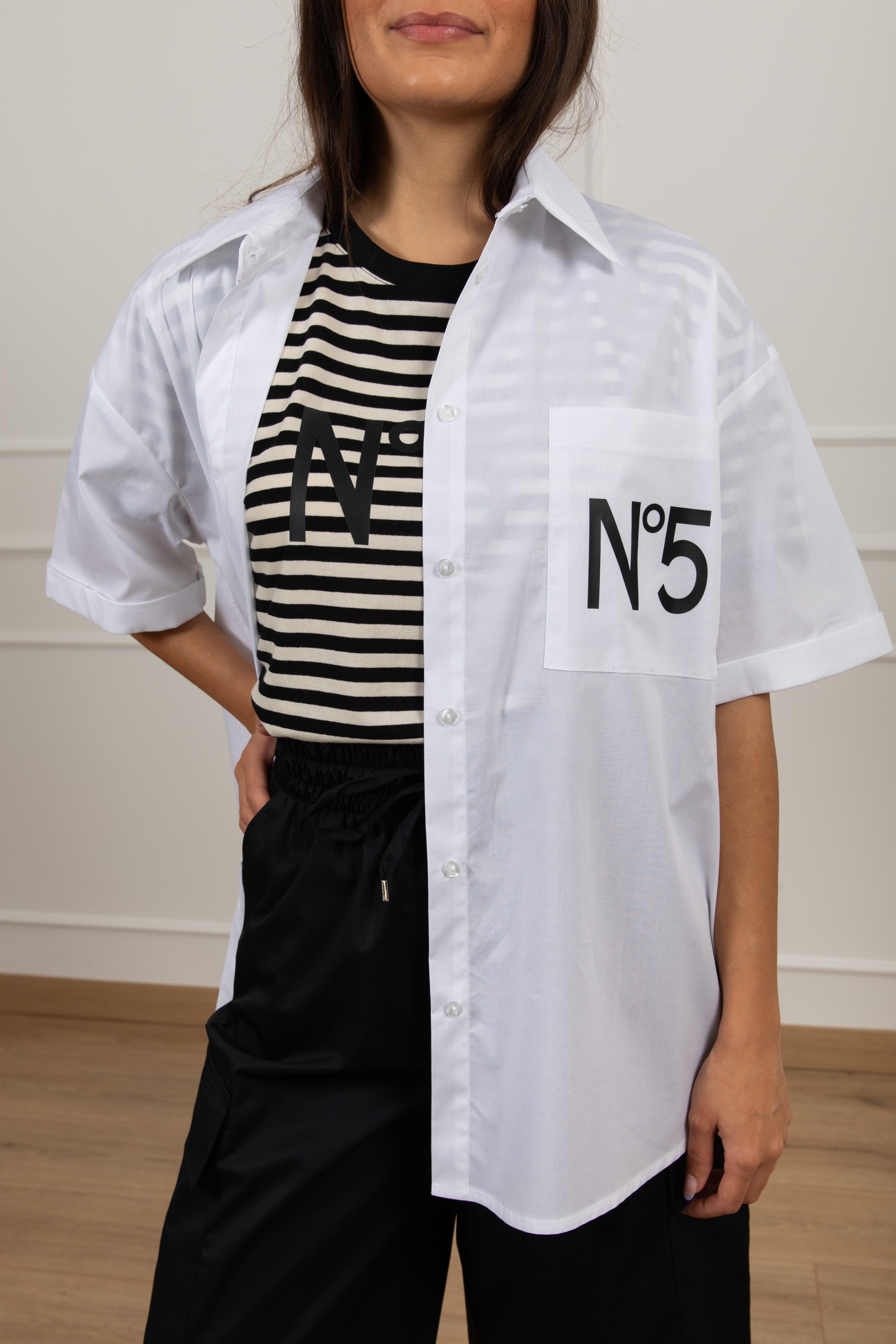 PRE ORDER 11/05 AZZURRA Camicia over-size "N 5" Tensione IN