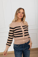 Cardigan a righe con bottoni oro Susy Mix