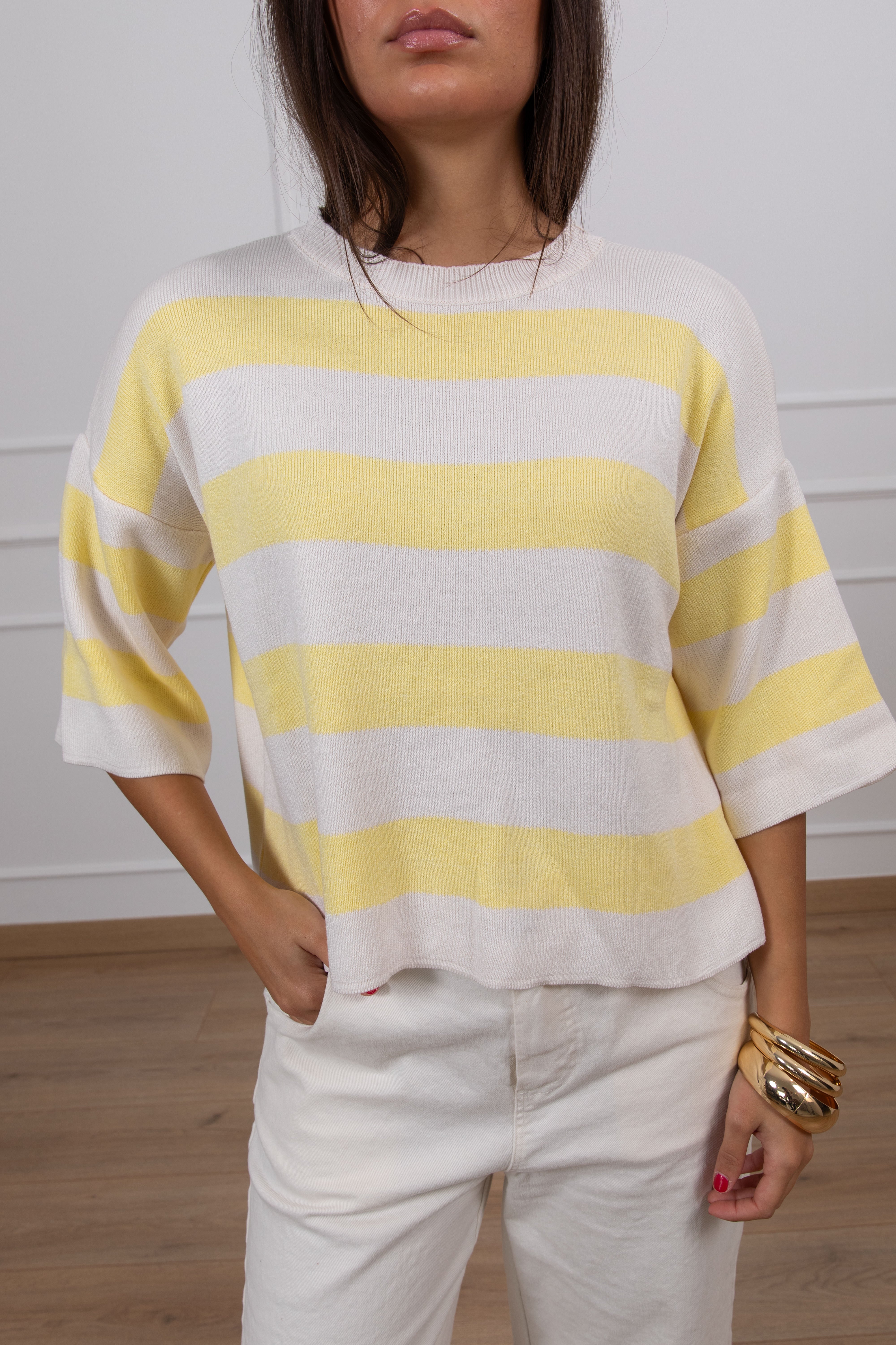 Maglia manica corta scatoletta a righe Susy Mix