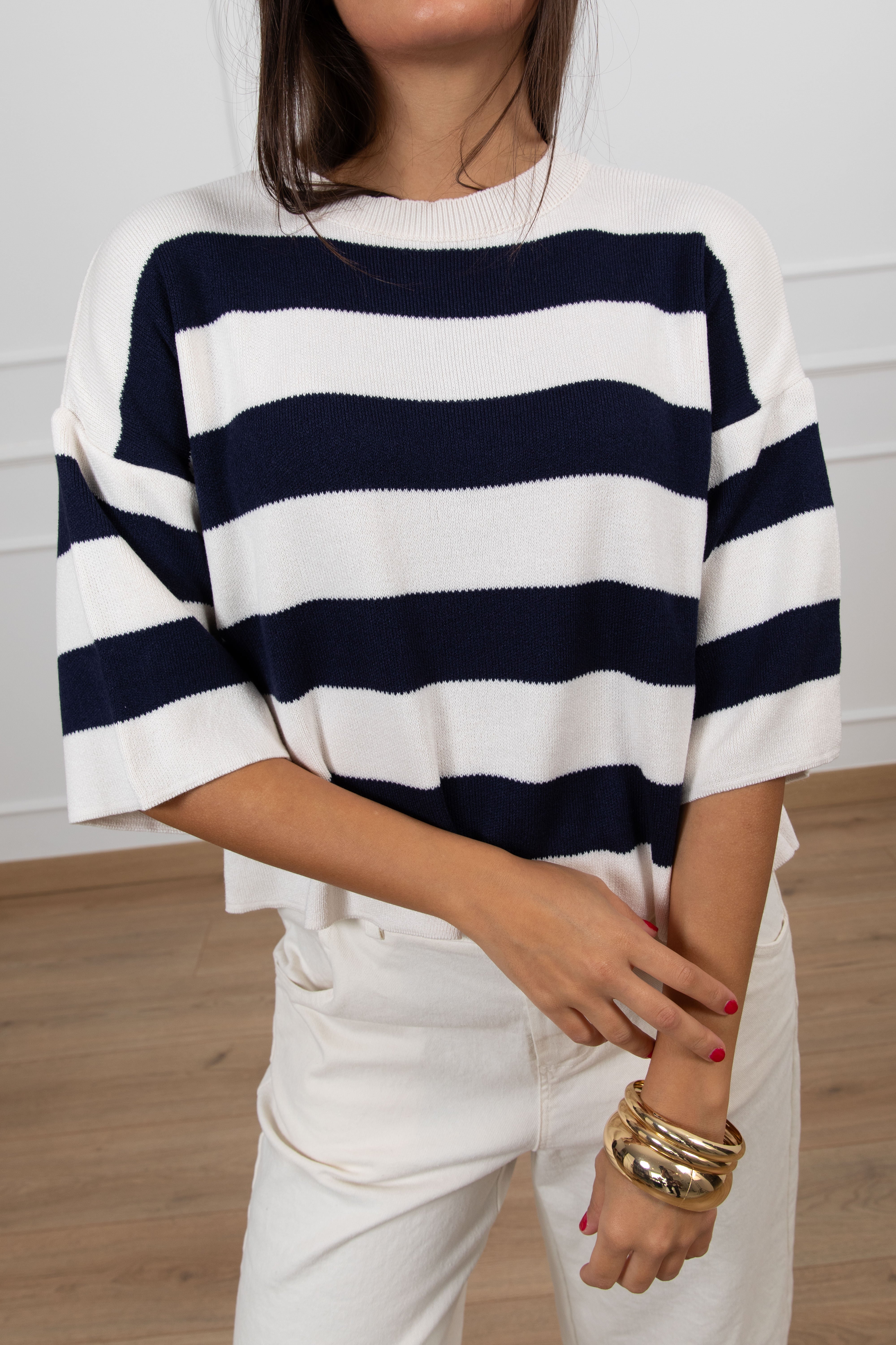 Maglia manica corta scatoletta a righe Susy Mix