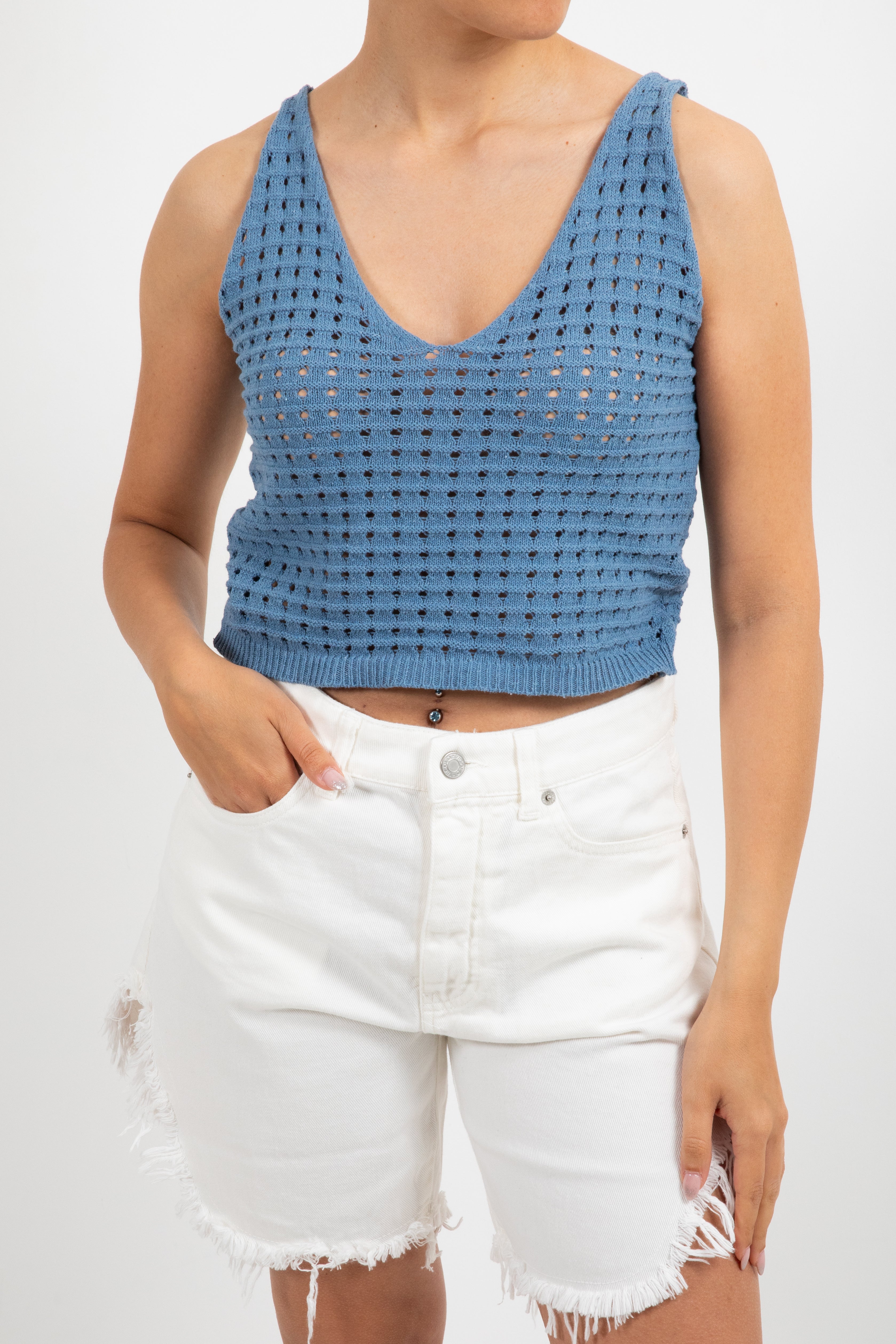 Top cropped crochet con scollo a "V" ViCOLO