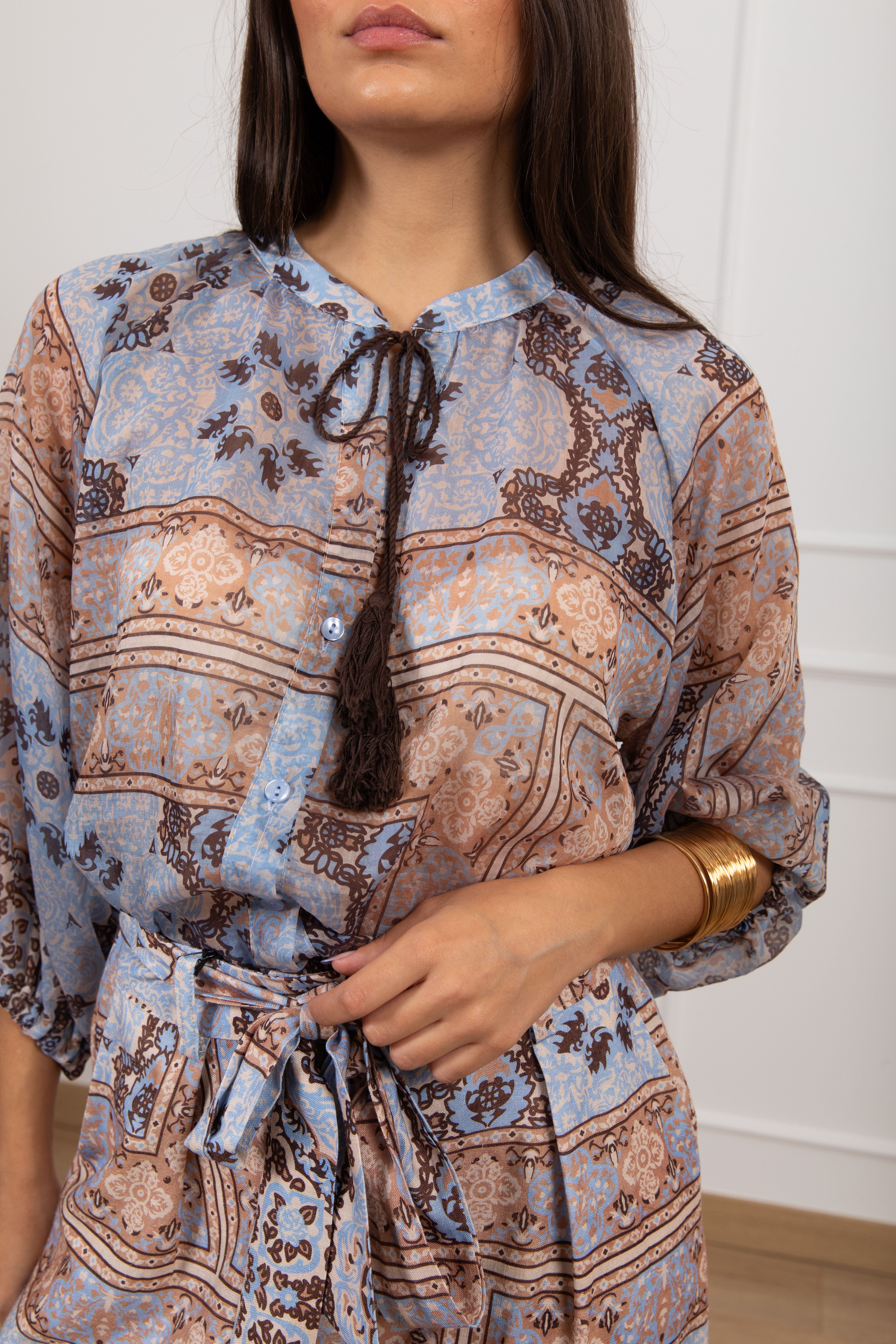 Blusa fantasia Minorca con nappine Tensione IN