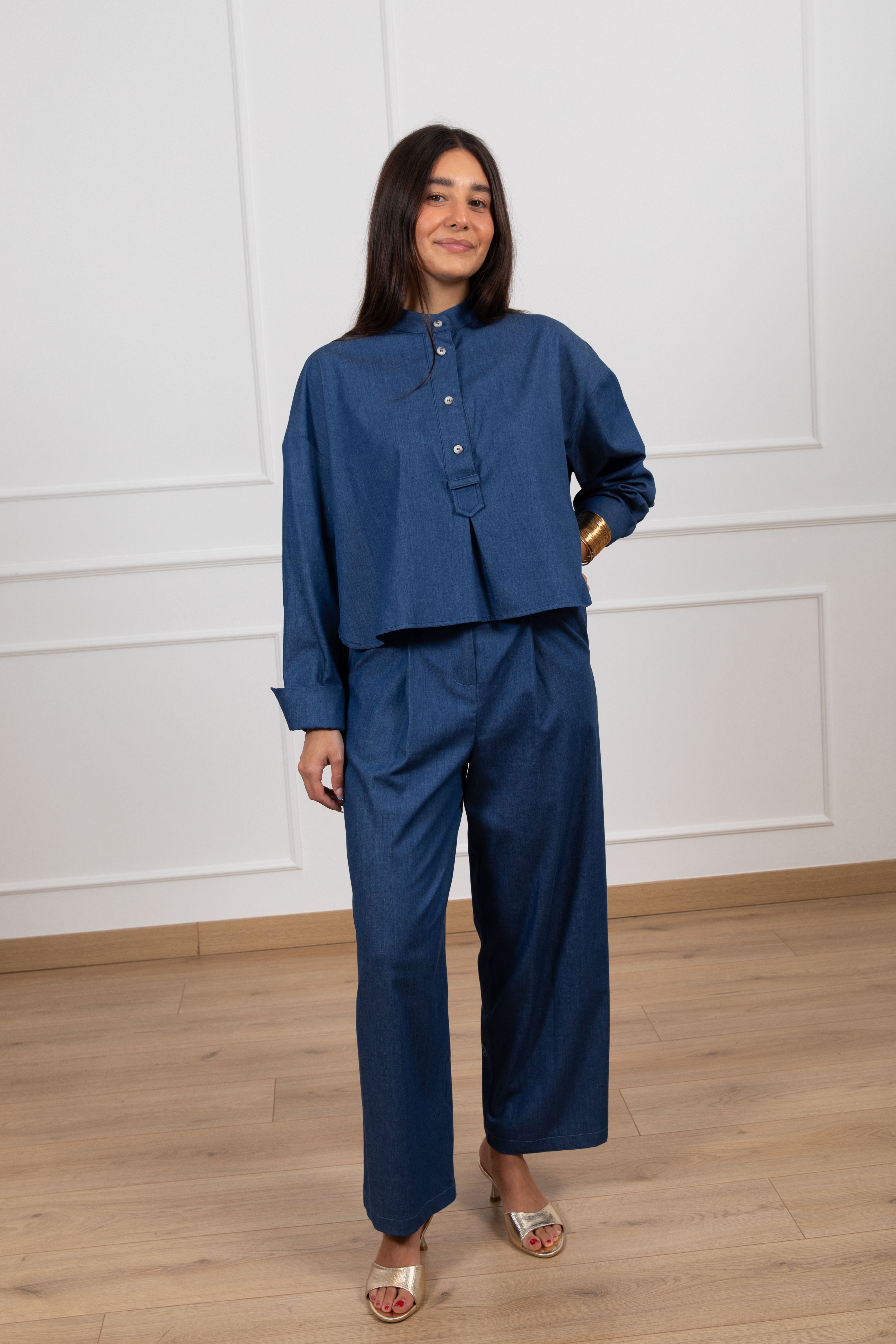 PRE ORDER 11/05 Pantalone in chambrix con pinces Tensione IN