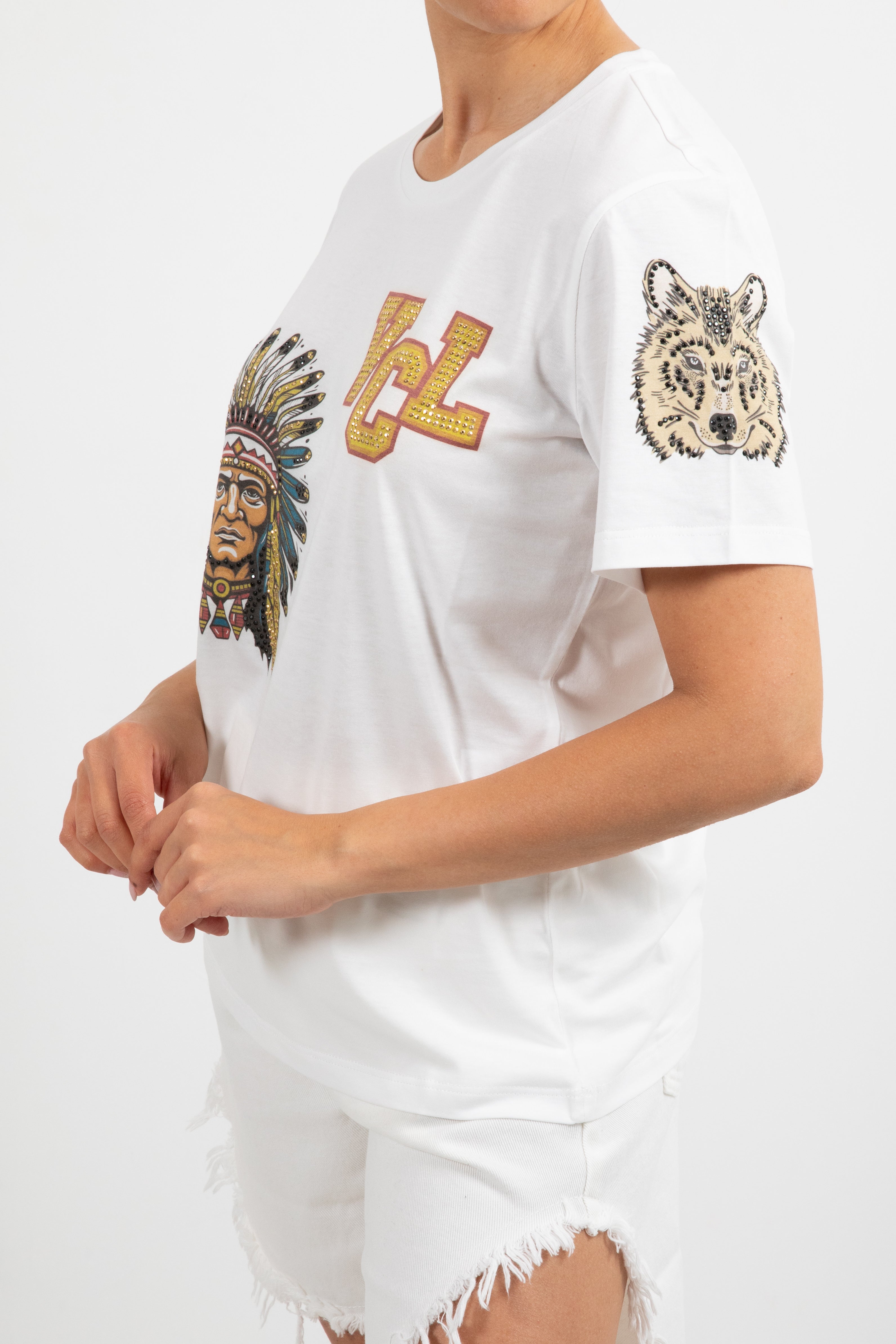 T-shirt indiano con strass ViCOLO