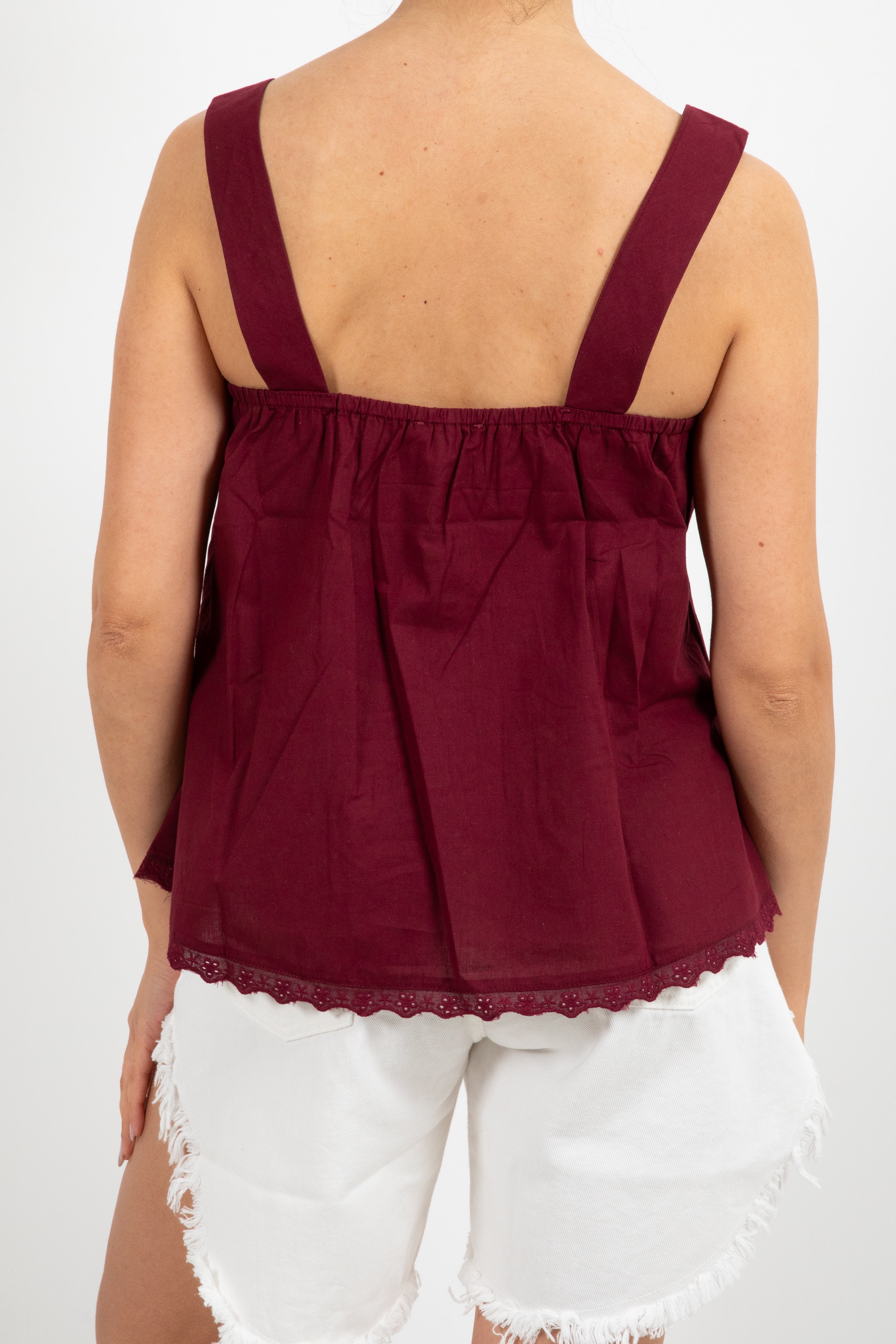 Top in cotone con fondo in pizzo sangallo Susy Mix