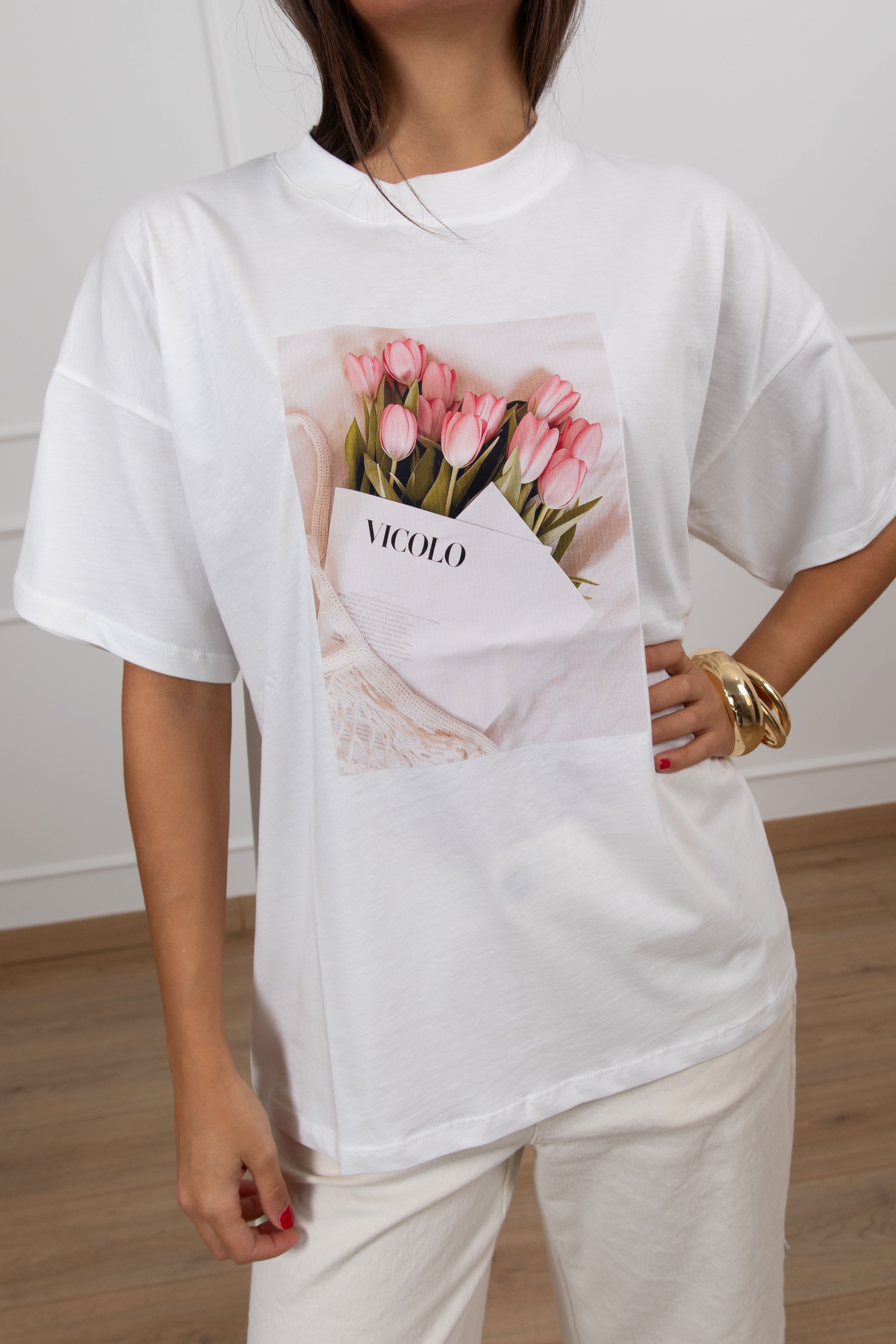 T-shirt over-size tulipani ViCOLO