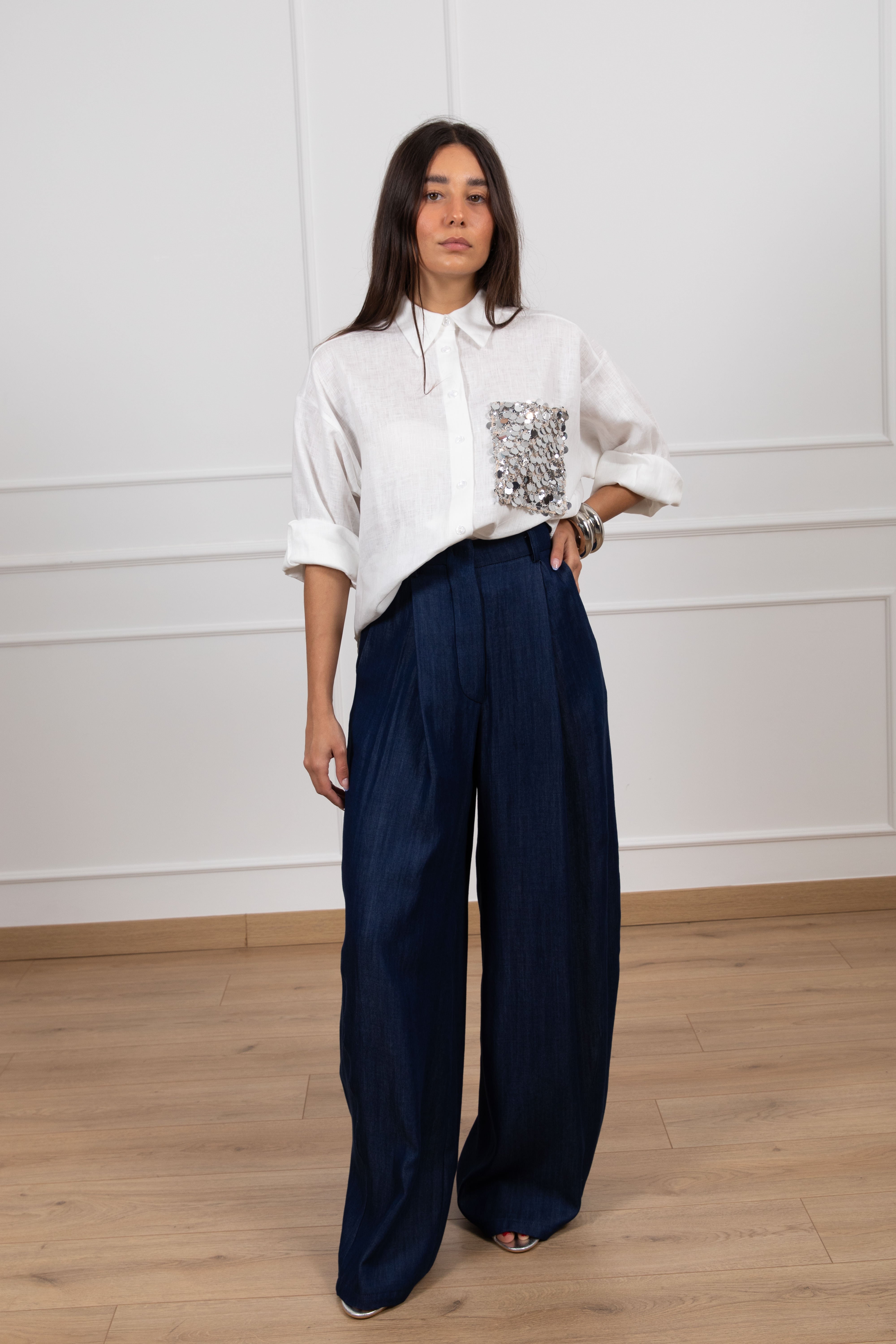 Jeans in chambrix con pinces Tensione IN